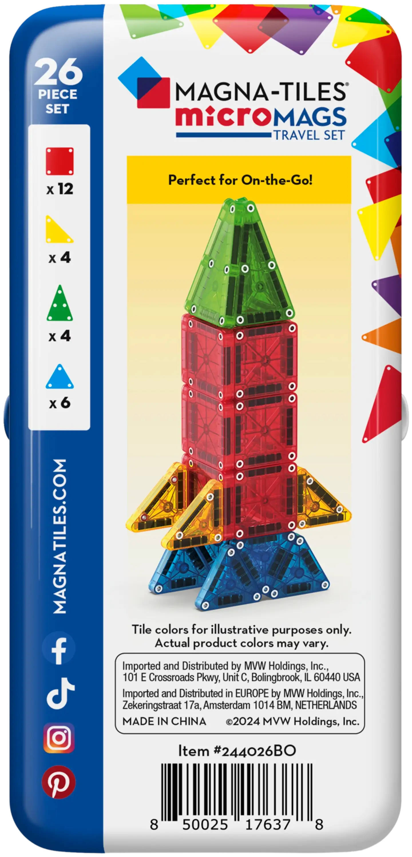 MAGNA-TILES® microMAGS Travel Tin magn.rak.sarja, 26 osaa - 4