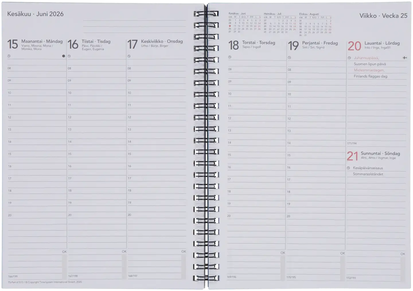 Vuosikalenteri TS Memory A5 2026 musta - 2