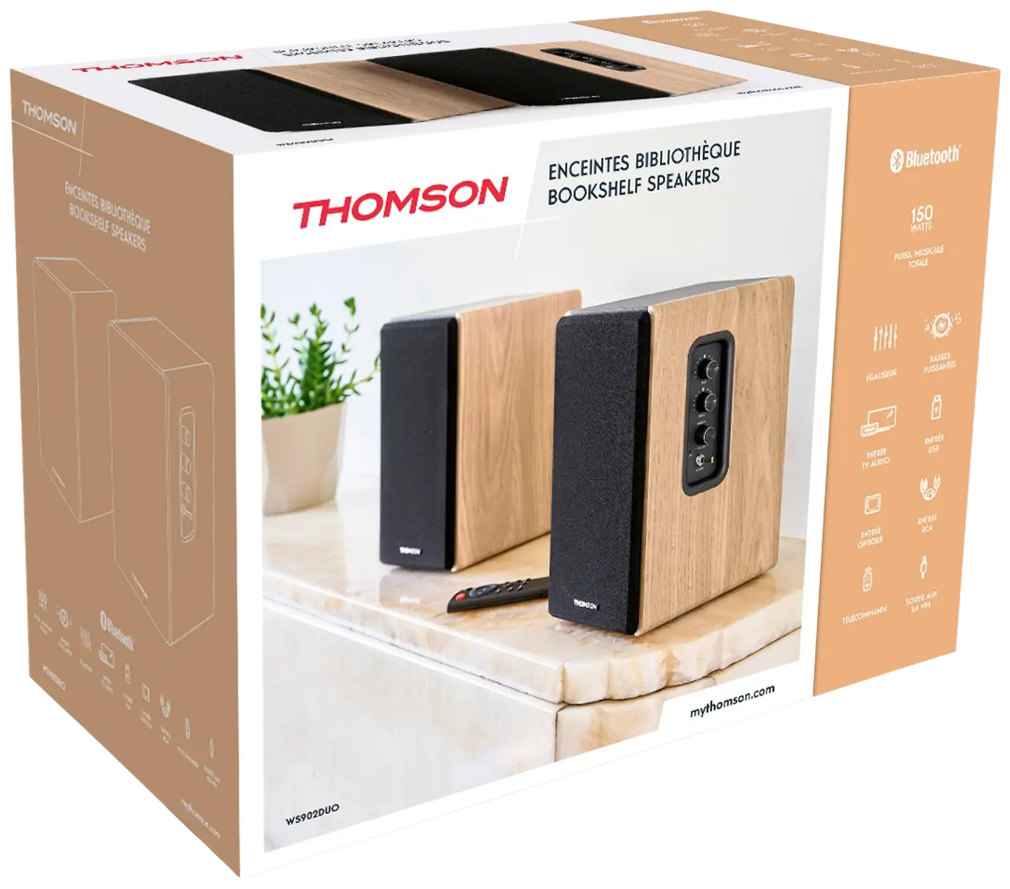 Thomson aktiivikaiutinpari Bluetooth yhteydellä WS902DUO puu - 4