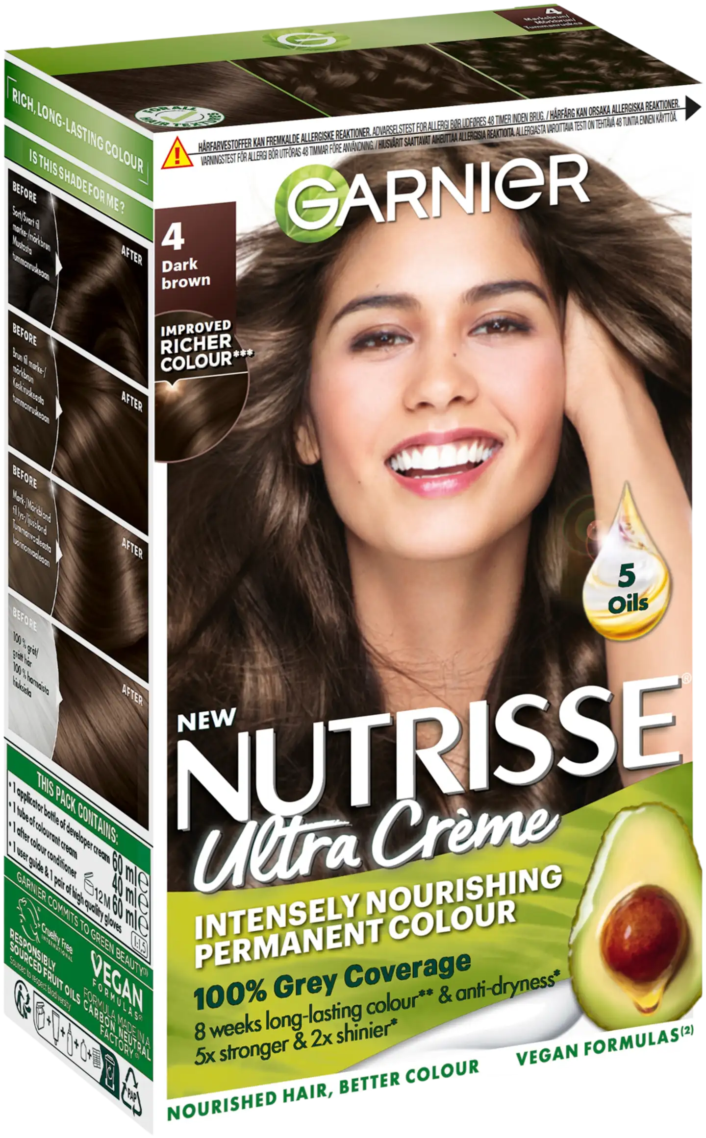 Garnier Nutrisse Ultra Creme 4.0 Dark Brown Tummanruskea kestoväri 1kpl - 1