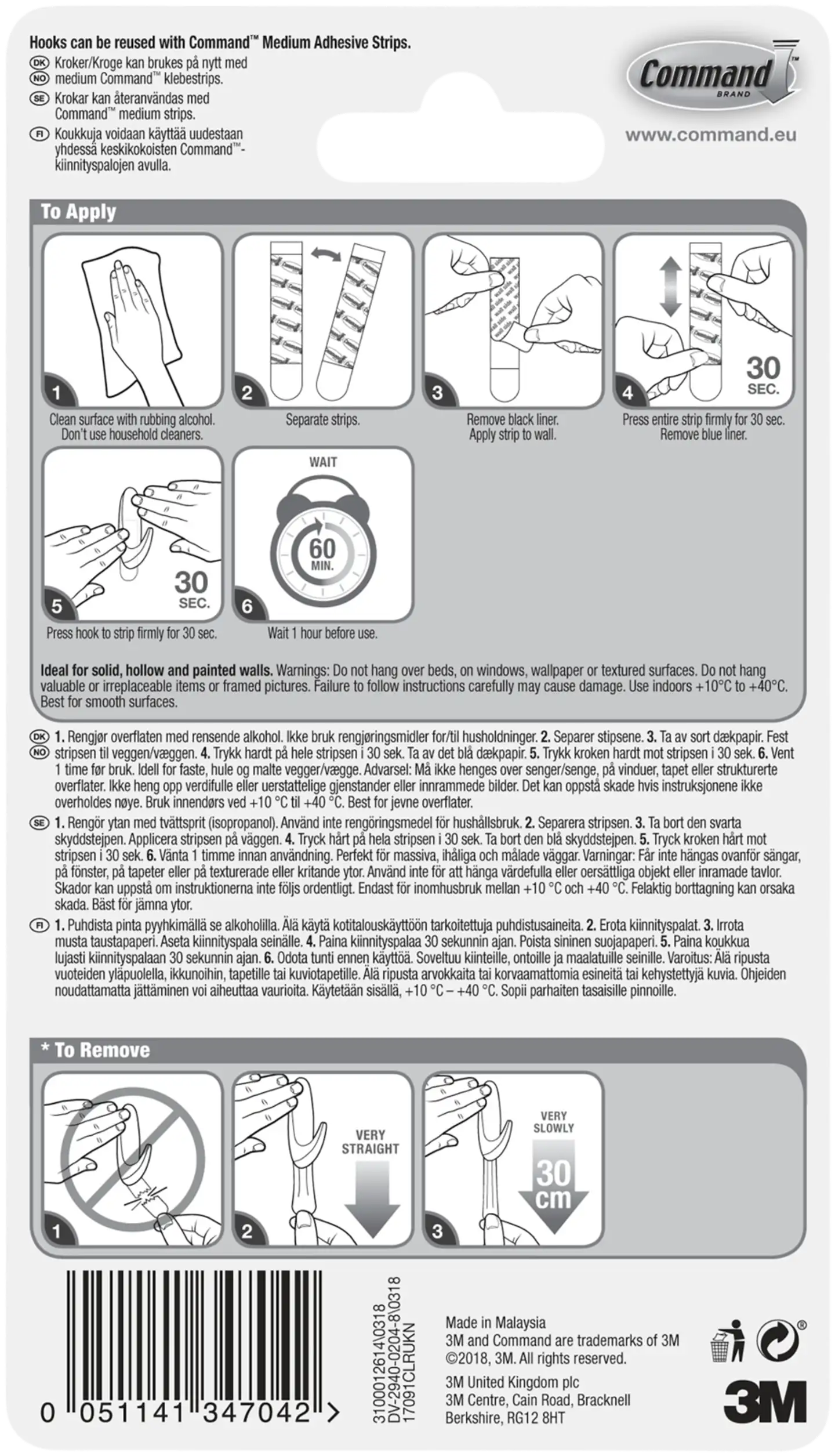 Command™ kirkkaat keskikokoiset koukut ja kiinnityspalat, 17091CLR - 8