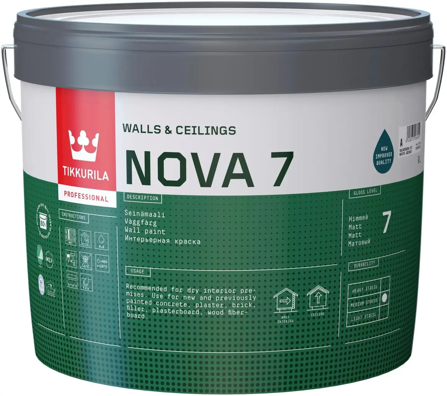 Tikkurila seinämaali Nova 7 9 l A valkoinen sävytettävissä himmeä