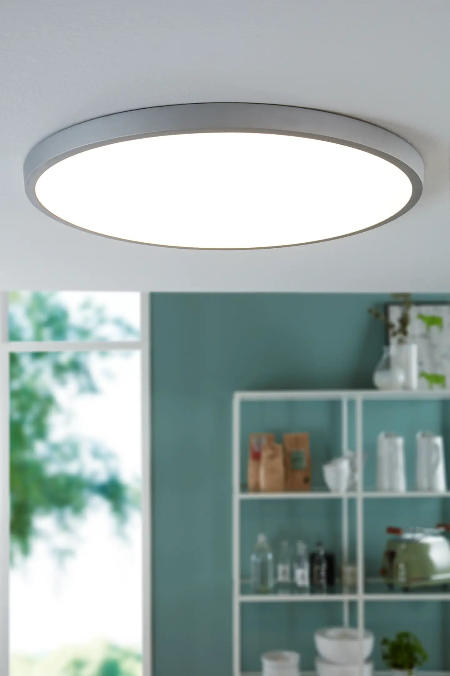 EGLO Kattovalaisin FUEVA 1 halk. 60cm 27W LED 3000K 3200lm himmennettävä IP20 hopea/valkoinen - 2