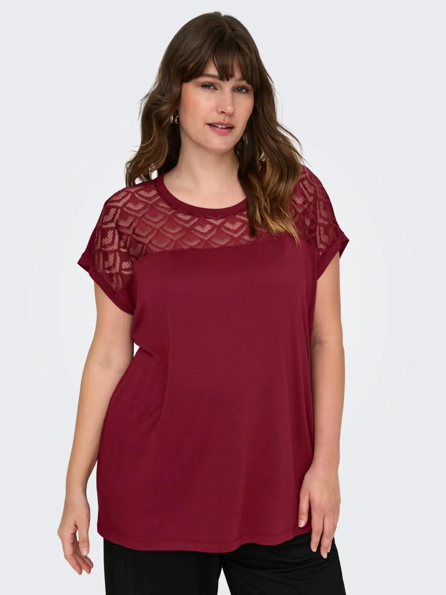ONLY CARMAKOMA naisten paita Carflake - Ruby wine - 6