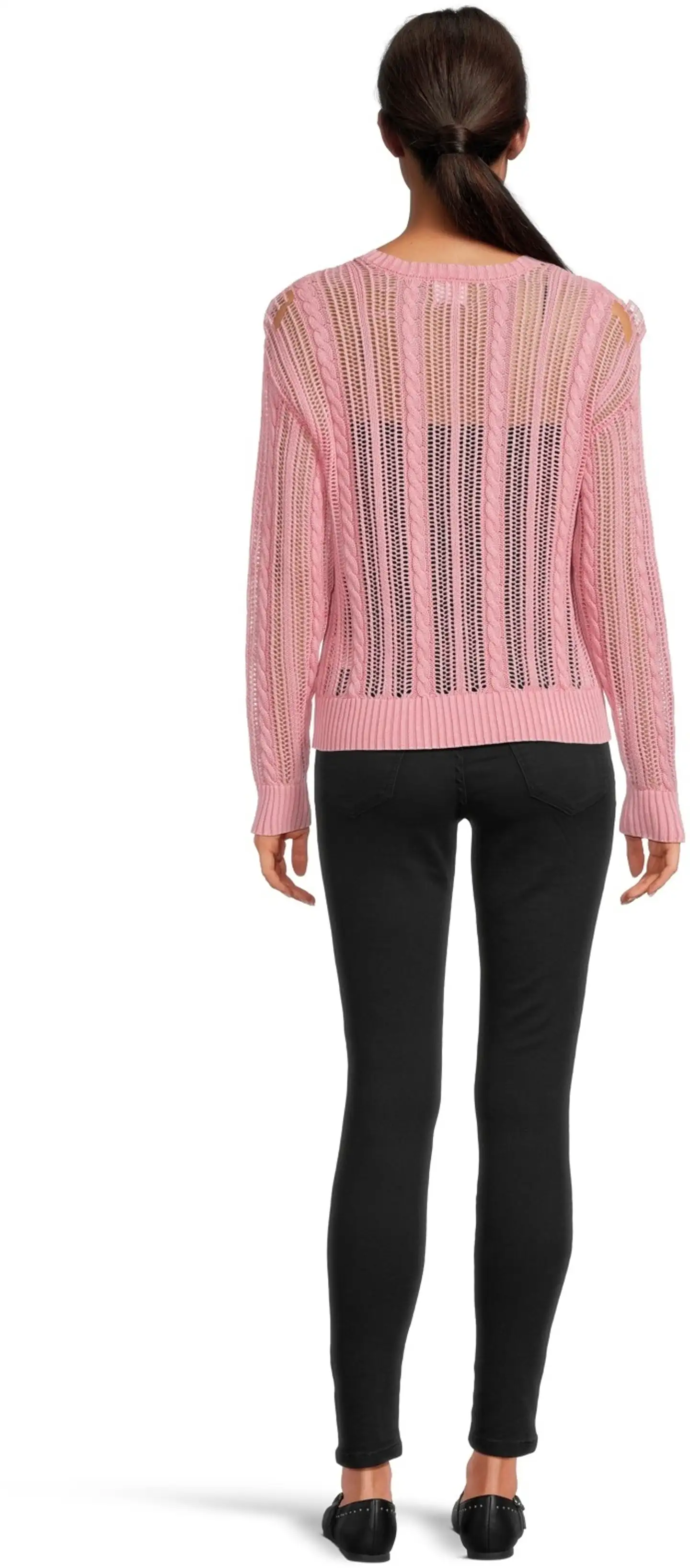 WKLY. naisten palmikkoneulepusero acid wash 213W000154 - Blush pink acid - 3