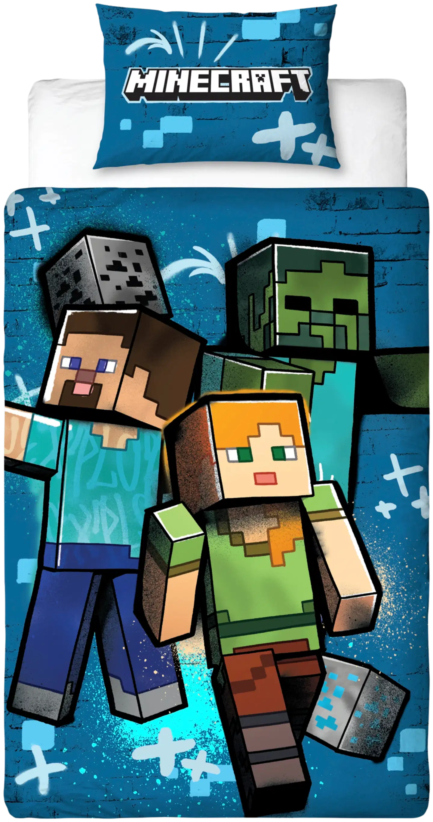 Lasten pussilakanasetti Minecraft 150x210+50x60 cm - 1