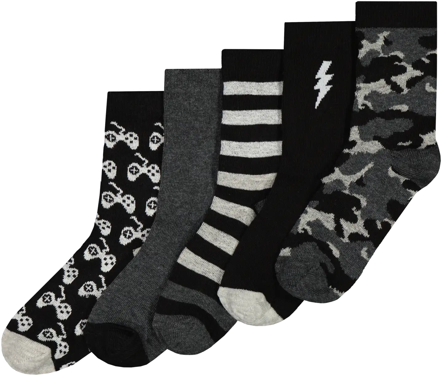 House lasten nilkkasukat Camo 5-pack - BLACK