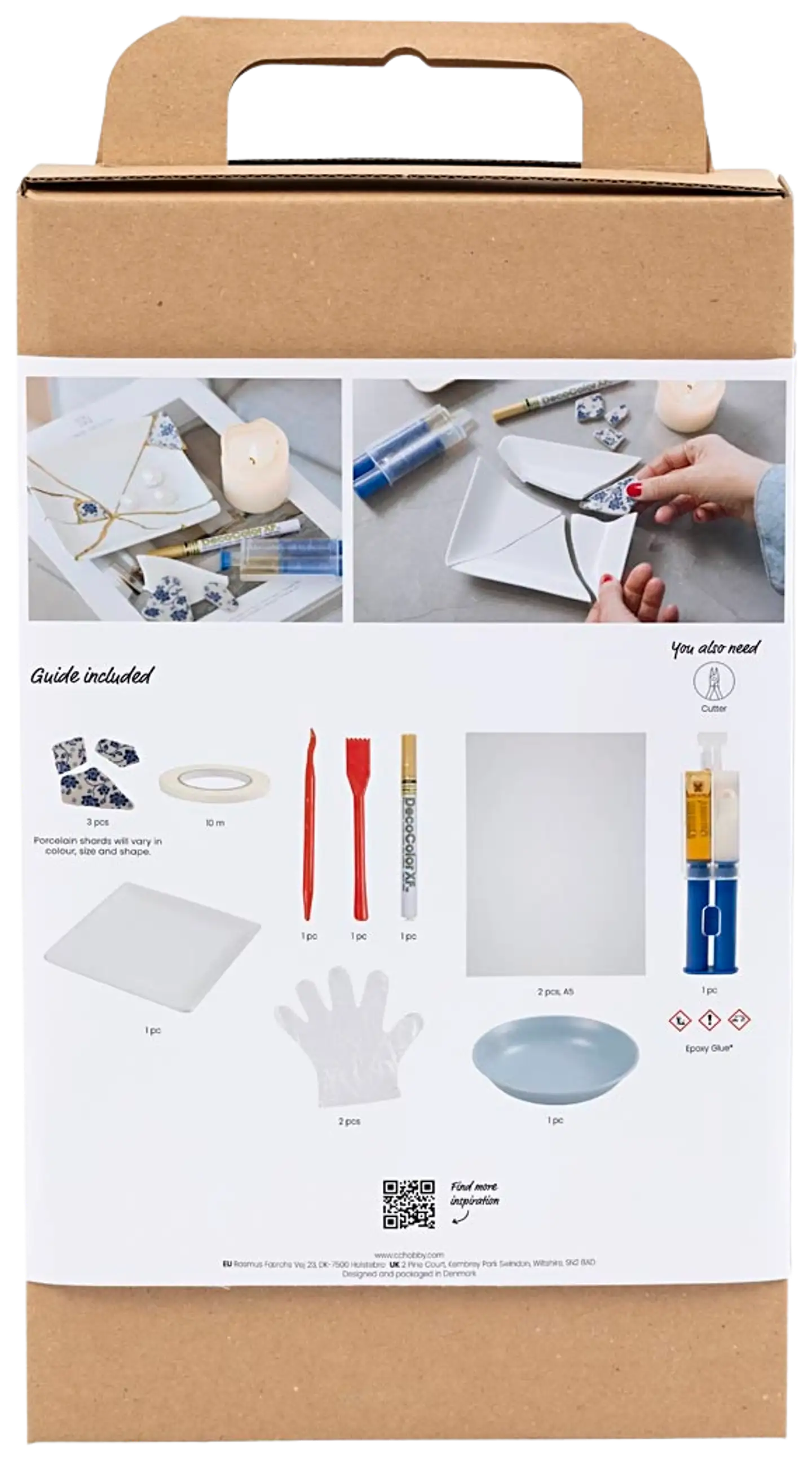 Creativ Company Askartelusetti Kintsugi, Lautanen, sininen, kulta, valkoinen, 1pkk/ 1 pkt - 2