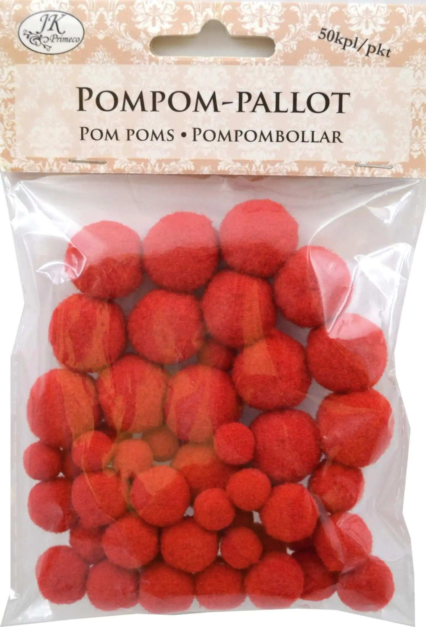 J.K. Primeco Pompom-pallot punainen 50kpl/pkt