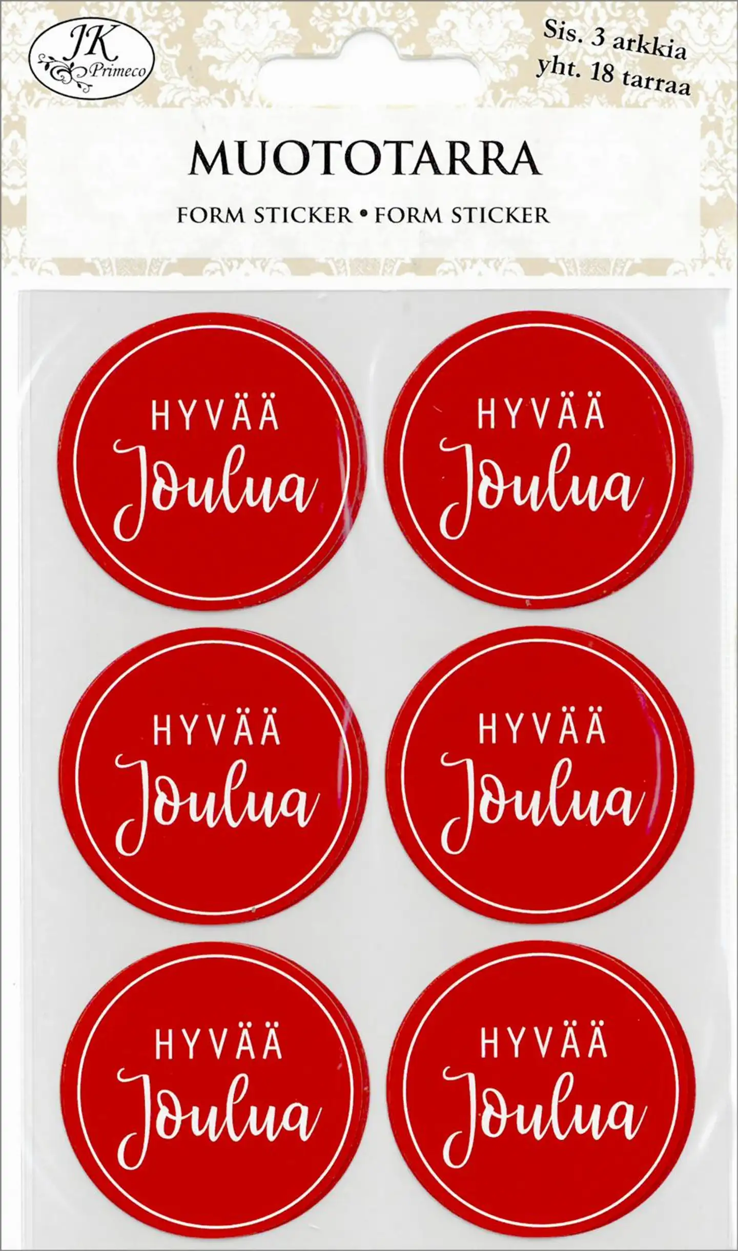 J.K. Primeco Muototarra hyvää joulua punainen 3ark/pkt