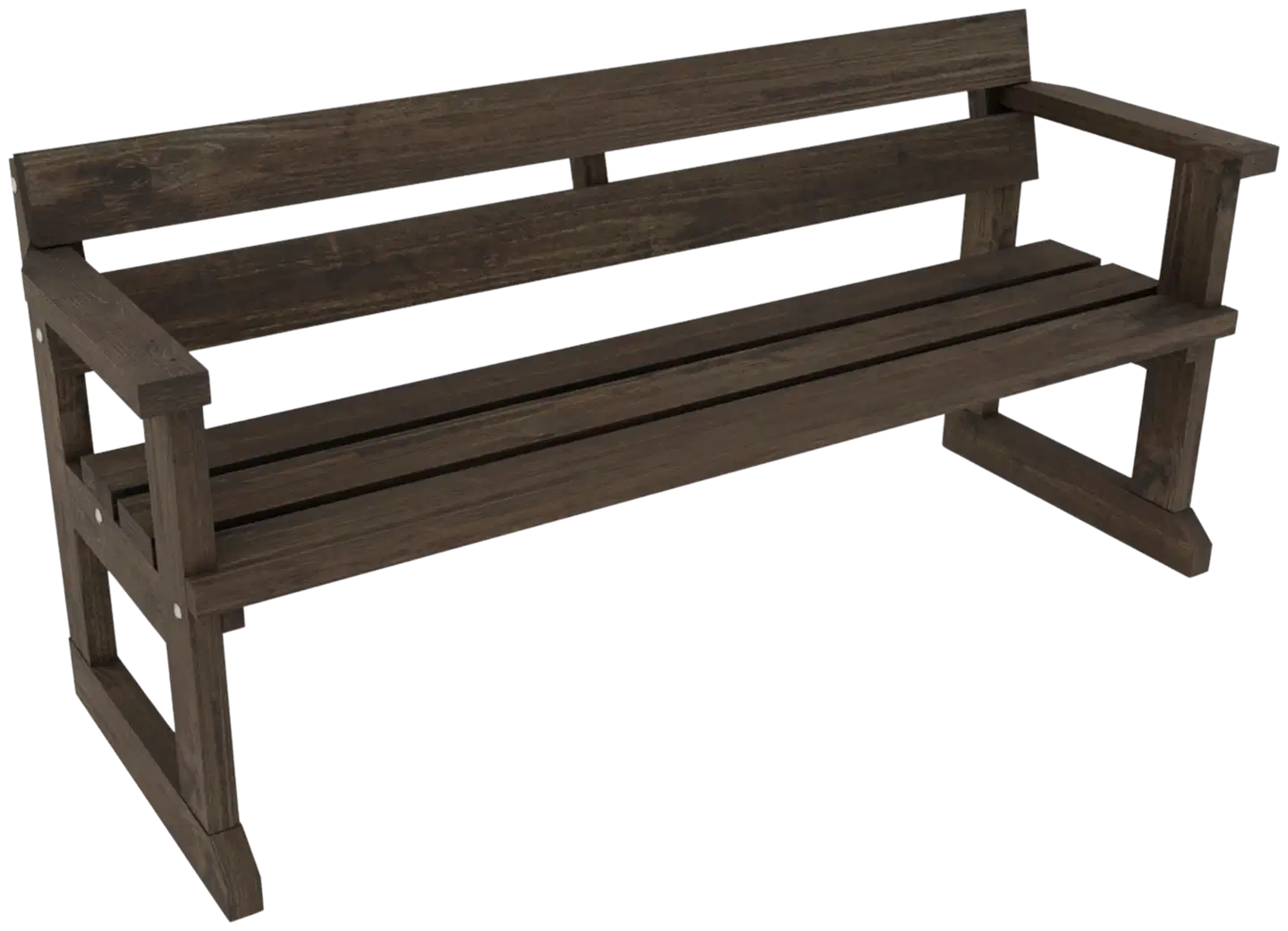 Jämäkkä penkki käsinojilla, tumman harmaa, 178x61x82 cm - 1