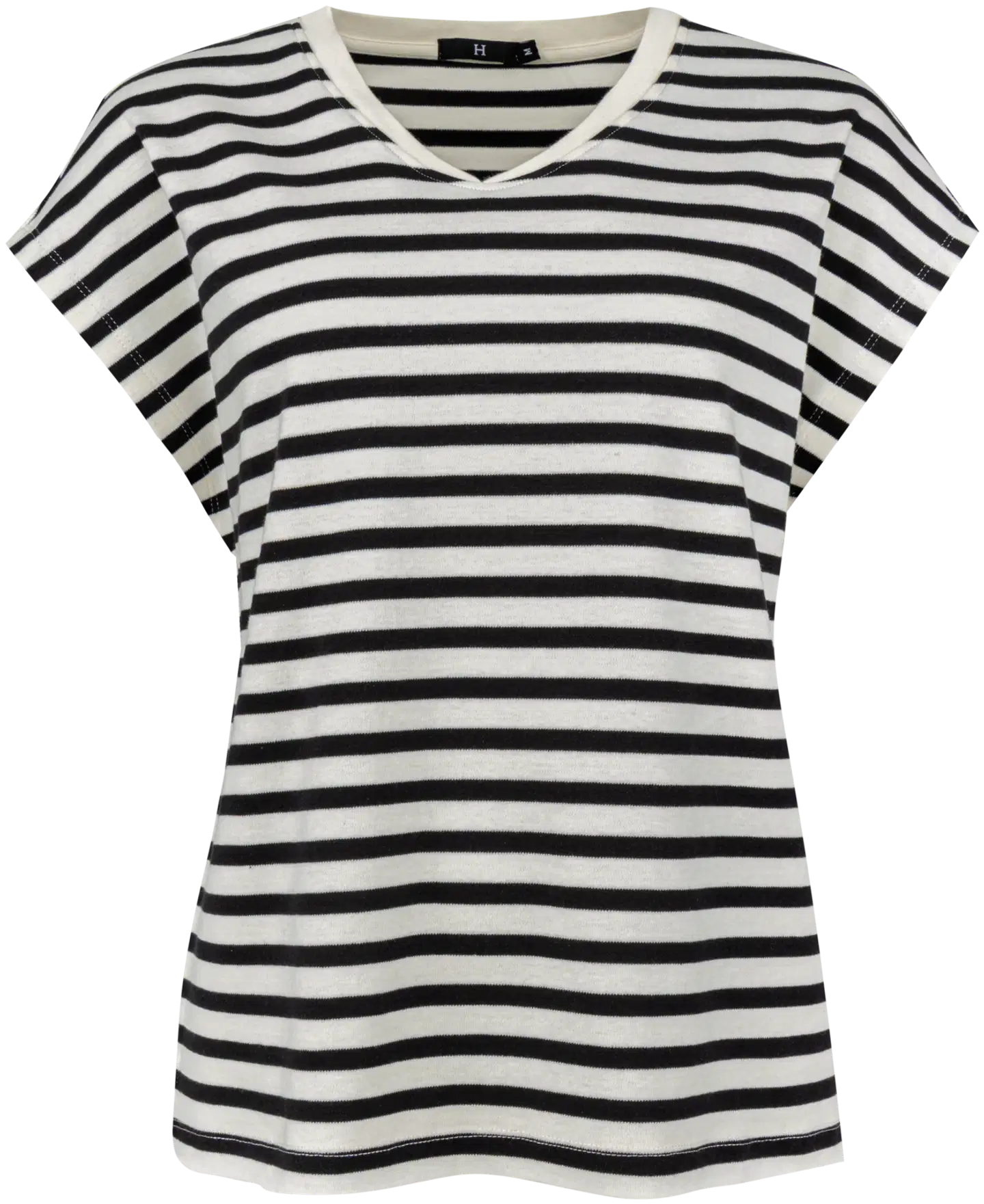 House naisten raidallinen t-paita 213H261701 - Black white - 1