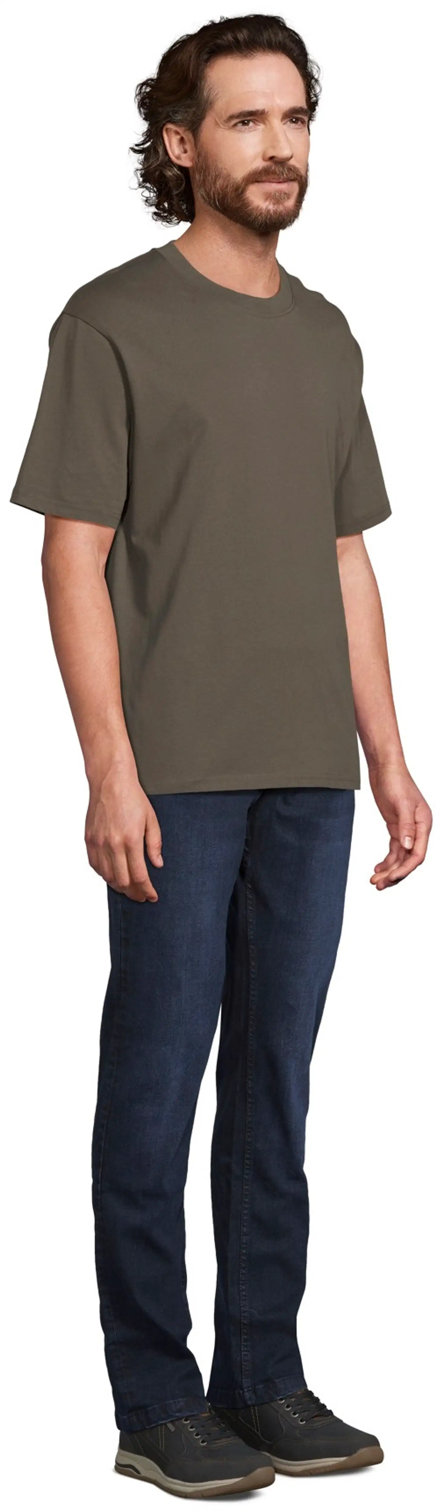 House miesten t-paita o-pääntiellä oversize 195HBNOS24 - Black olive - 4