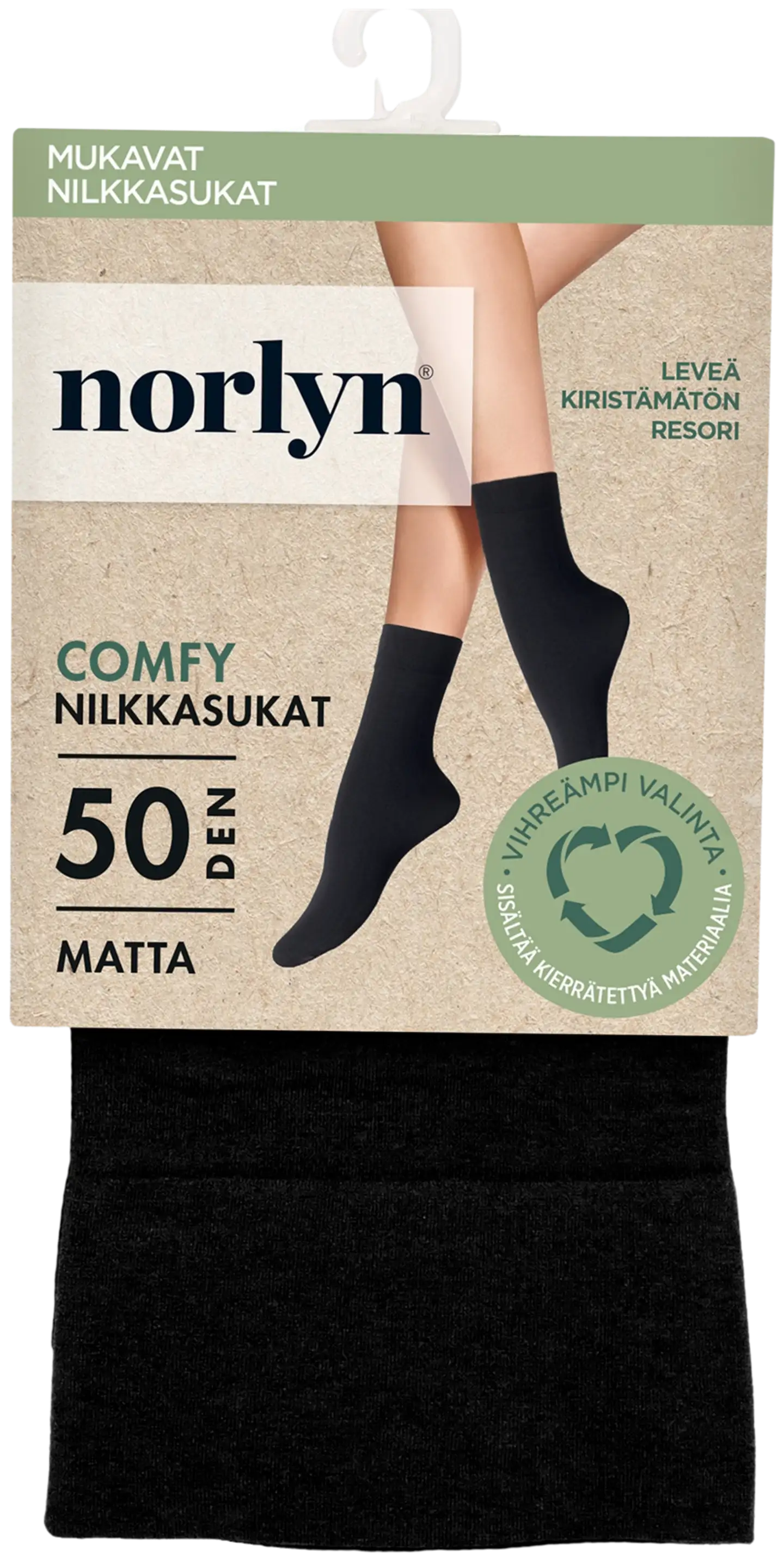 Norlyn naisten nilkkasukat Comfy Opaque 50 denier - BLACK - 1