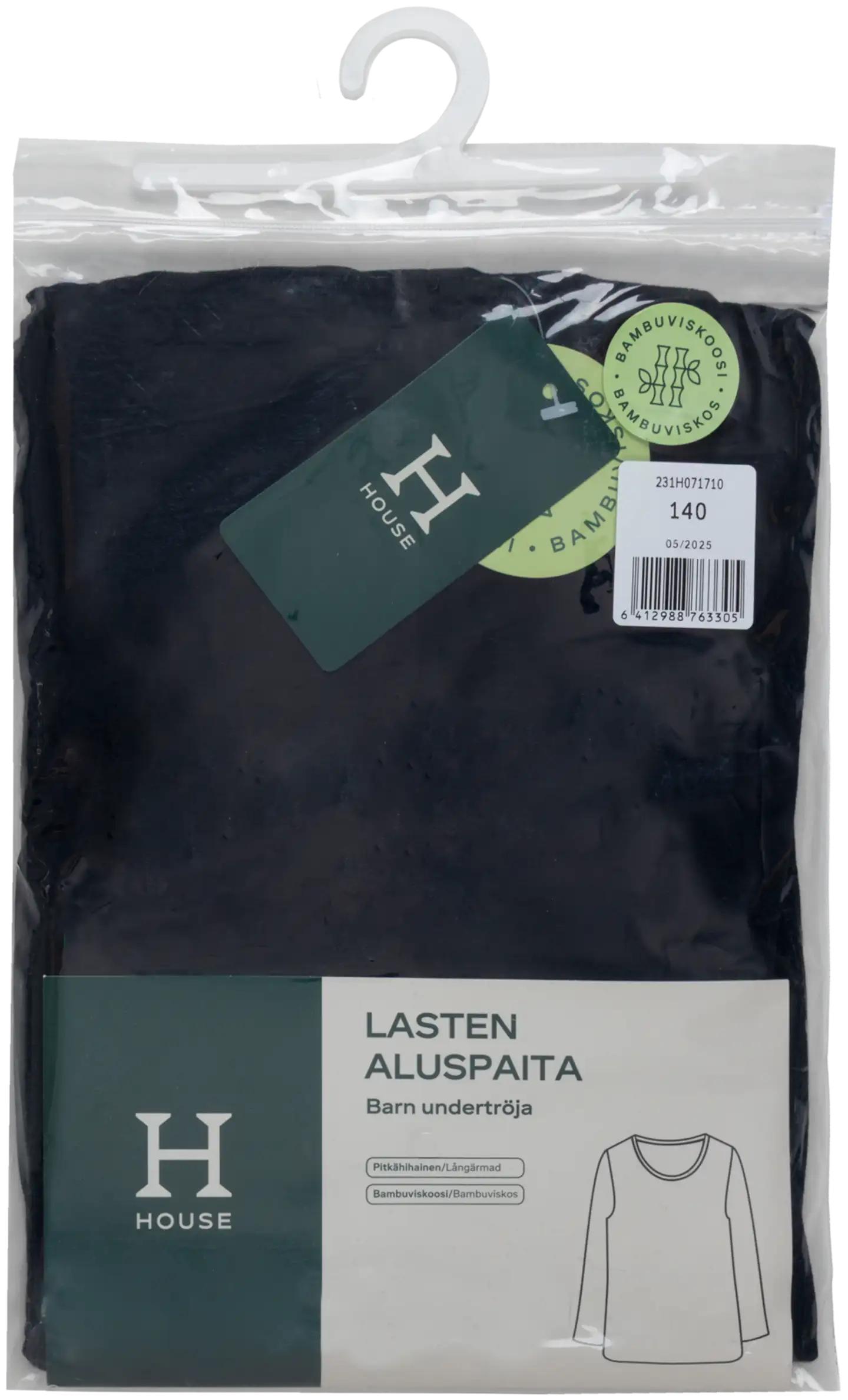 House lasten pitkähihainen aluspaita 231H071710 - MUSTA - 4