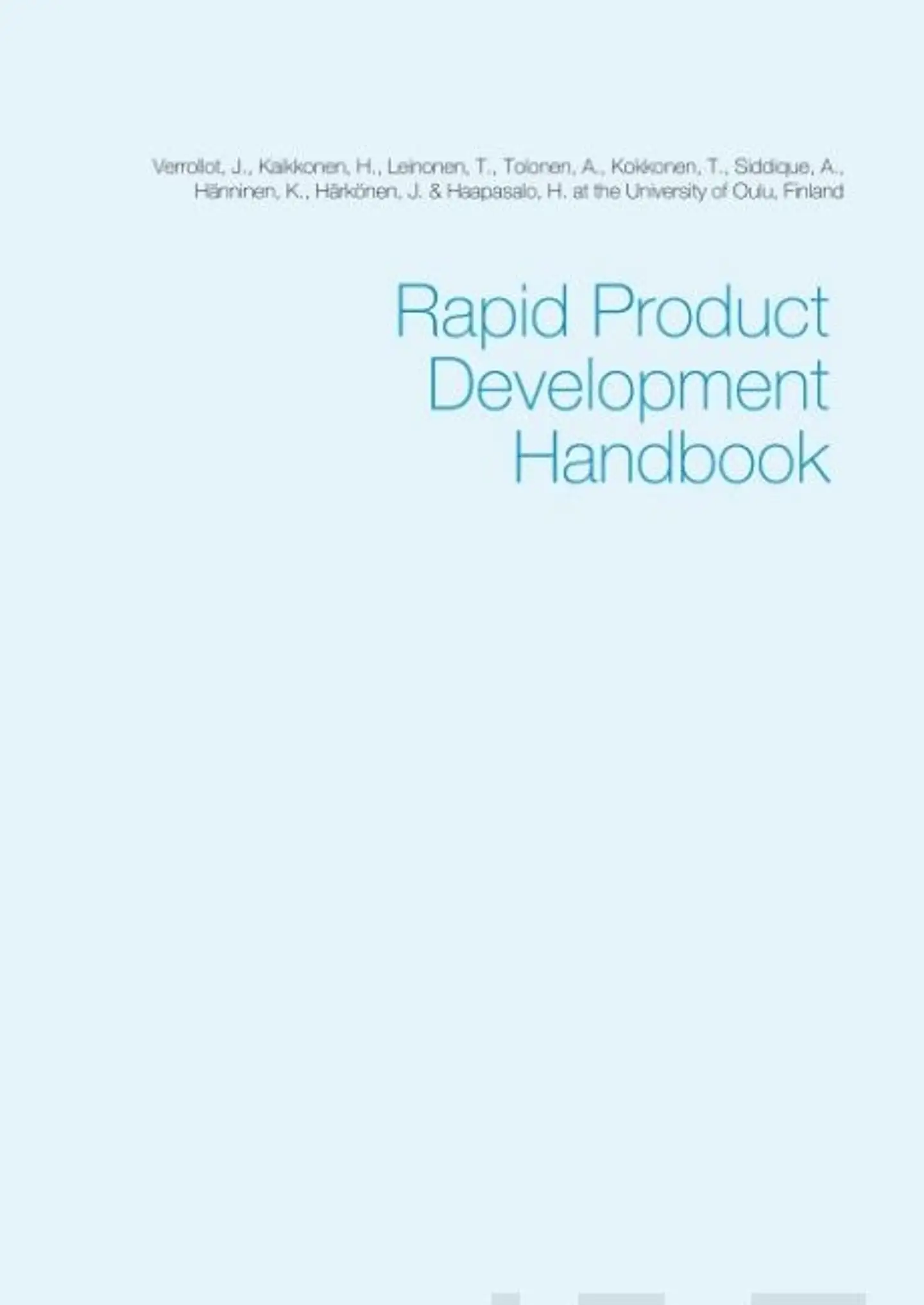 University of Oulu, Rapid Product Development Handbook
