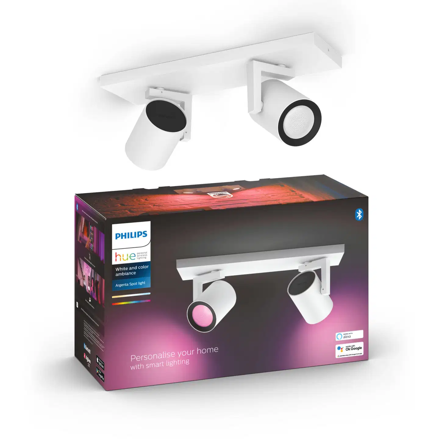 Philips Hue Argenta -kohdevalaisin kahdella spotilla 4.2W 2000-6500K 800LM valkoinen - 4
