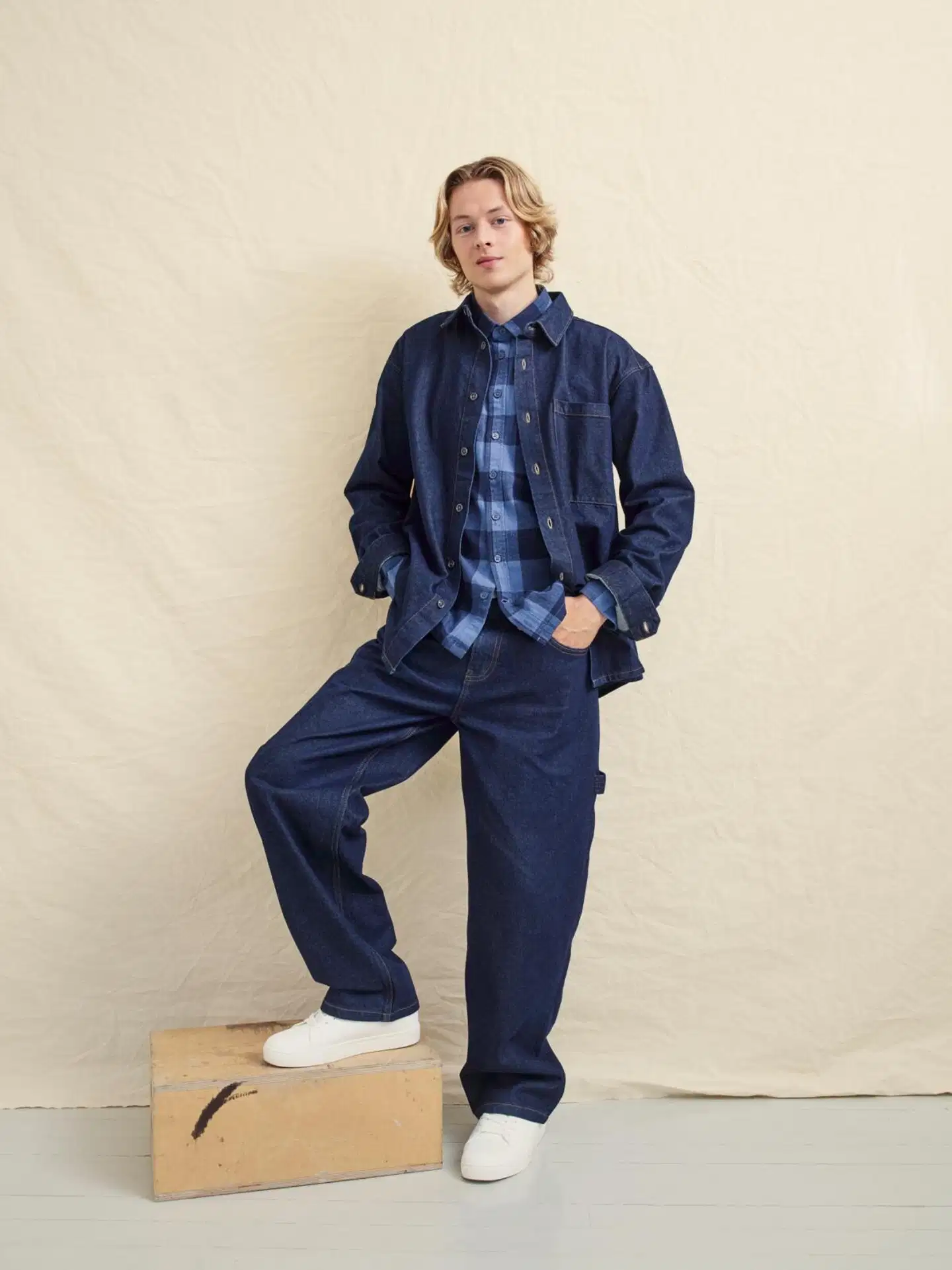 WKLY. miesten ruudullinen kauluspaita flanelli 194W252608 - Navy - 4