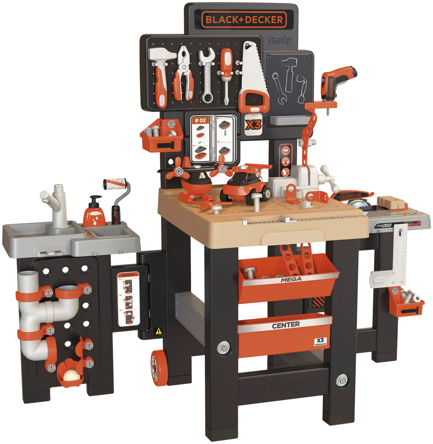 Smoby Black+Decker Mega Center työkalupenkki, nikkarointi ja LVI-leikkeihin - 2