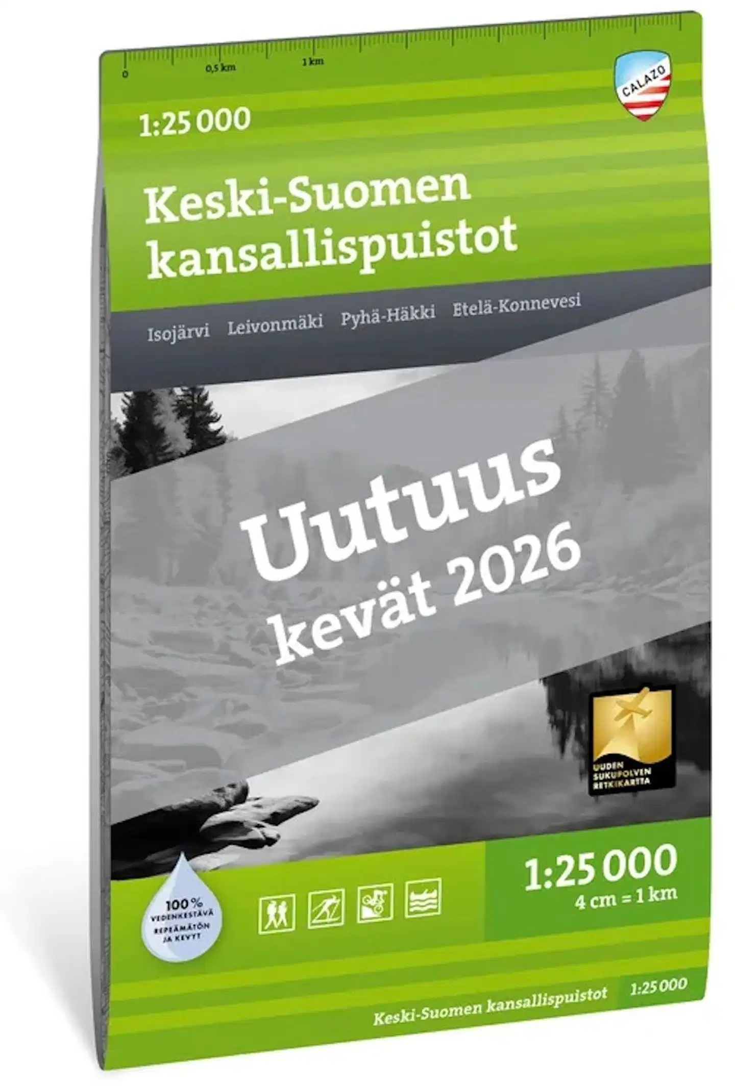 Keski-Suomen kansallispuistot 1:25 000 vedenkestävä retkeilykartta
