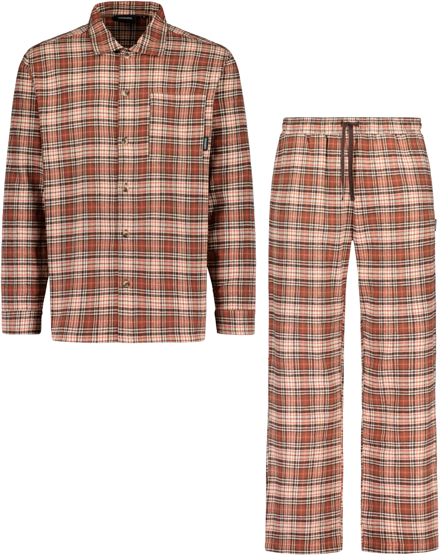 Reino&Aino miesten flanellipyjama Reino - Brown - 1