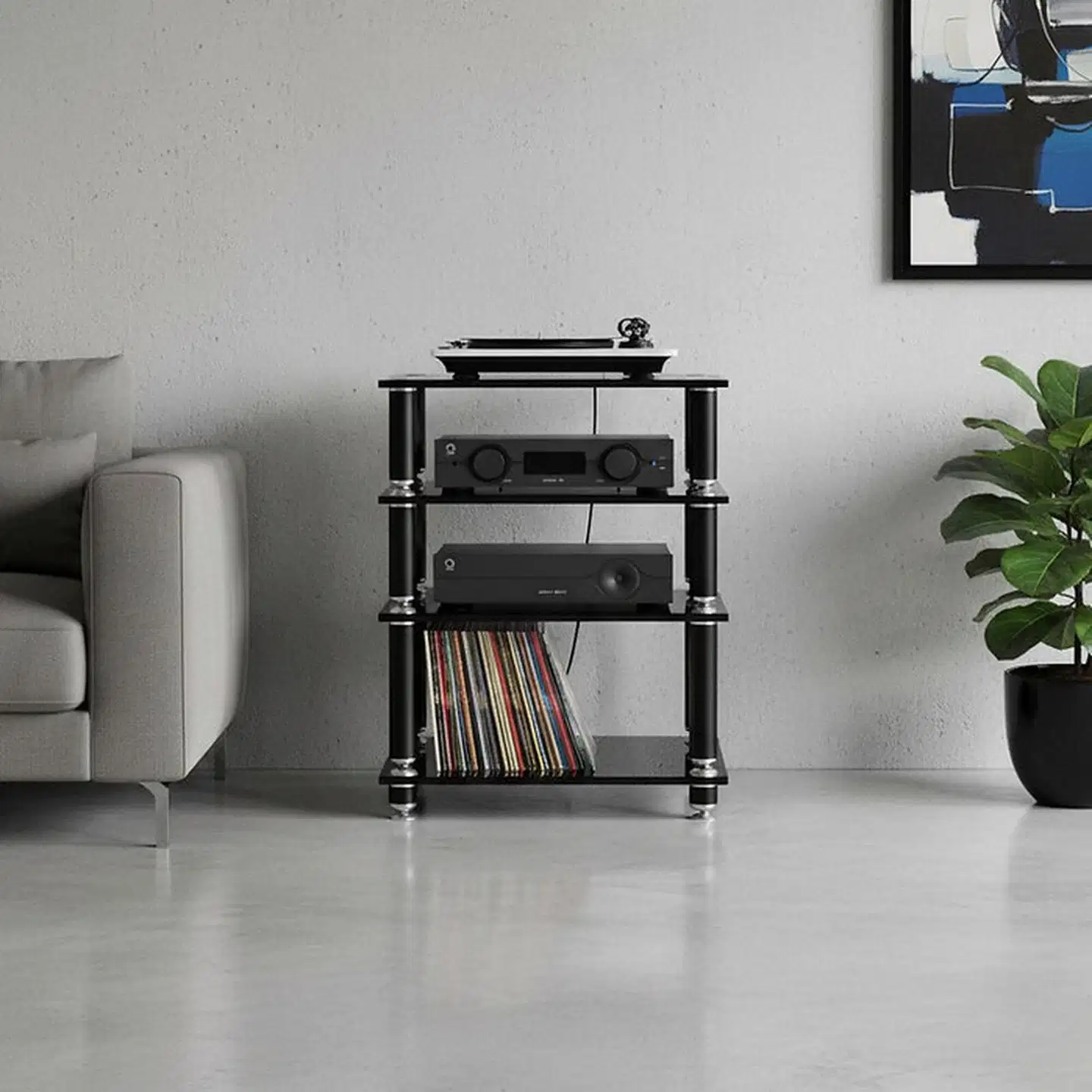 Norstone Sabbl HiFi -laitekaluste 600 mm satiinimusta - 2