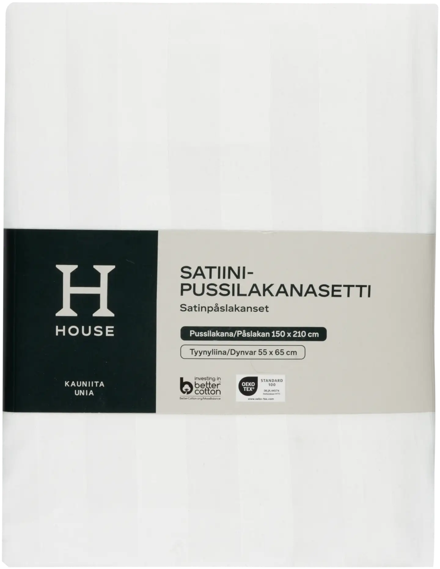 House satiinipussilakanasetti Stripe 150x210 cm, valkoinen - 2
