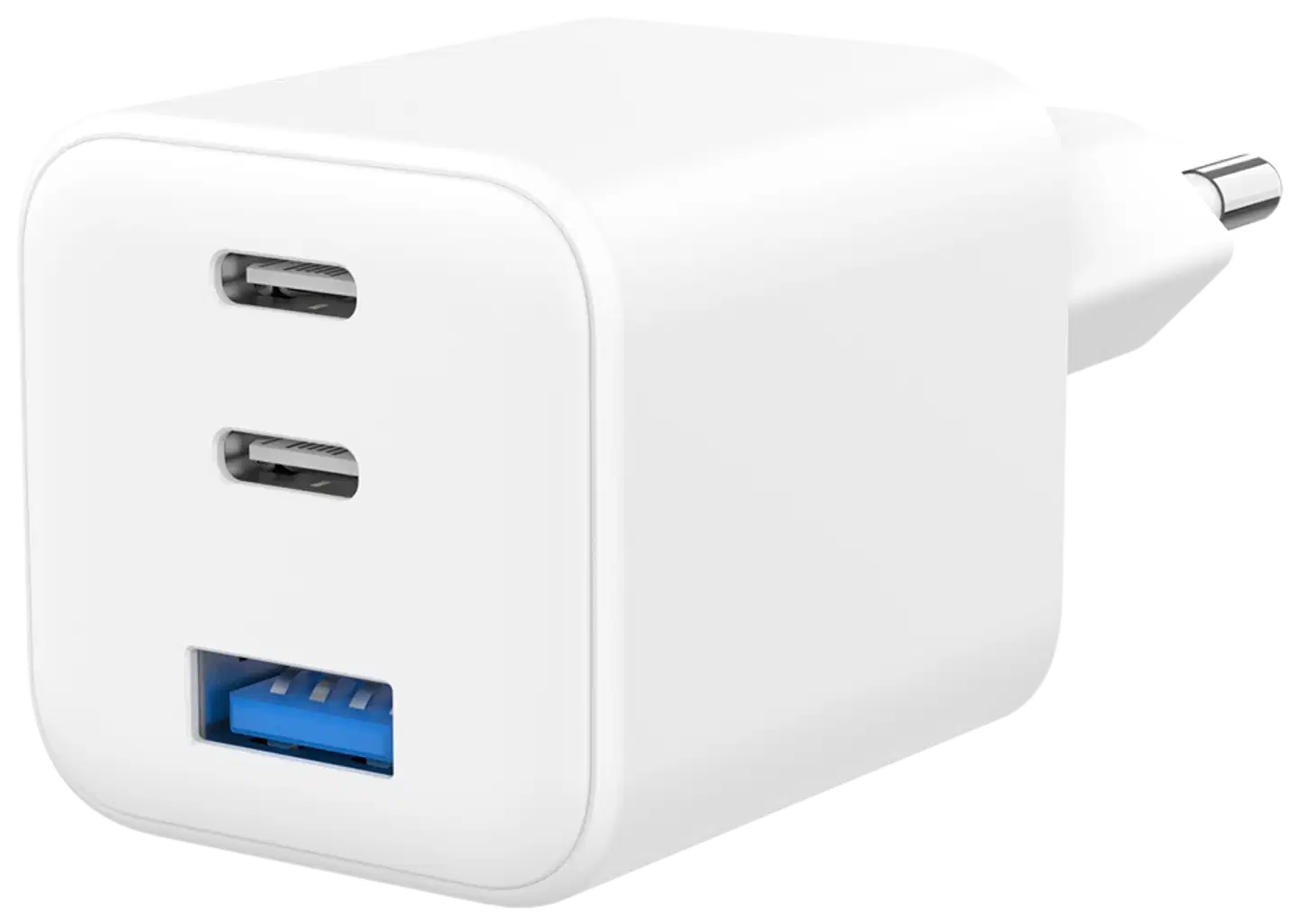 Wave 65 W pikalataava GaN -verkkolaturi, 2 x USB Type-C + 1 x USB-A, valkoinen - 2