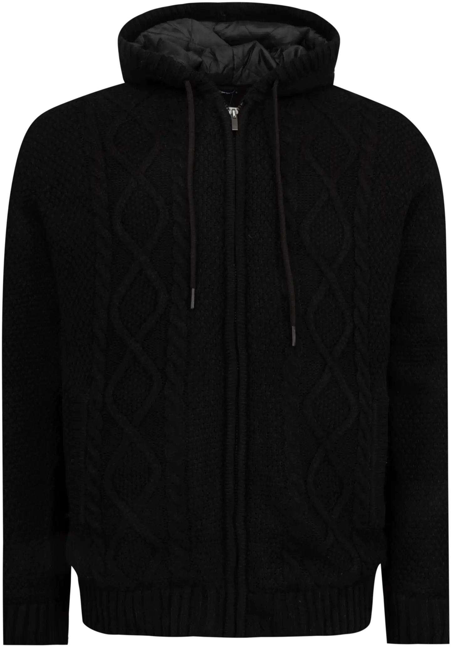 TEX miesten neuletakki palmikkokuvioinnilla I992590 - BLACK 1 - 1