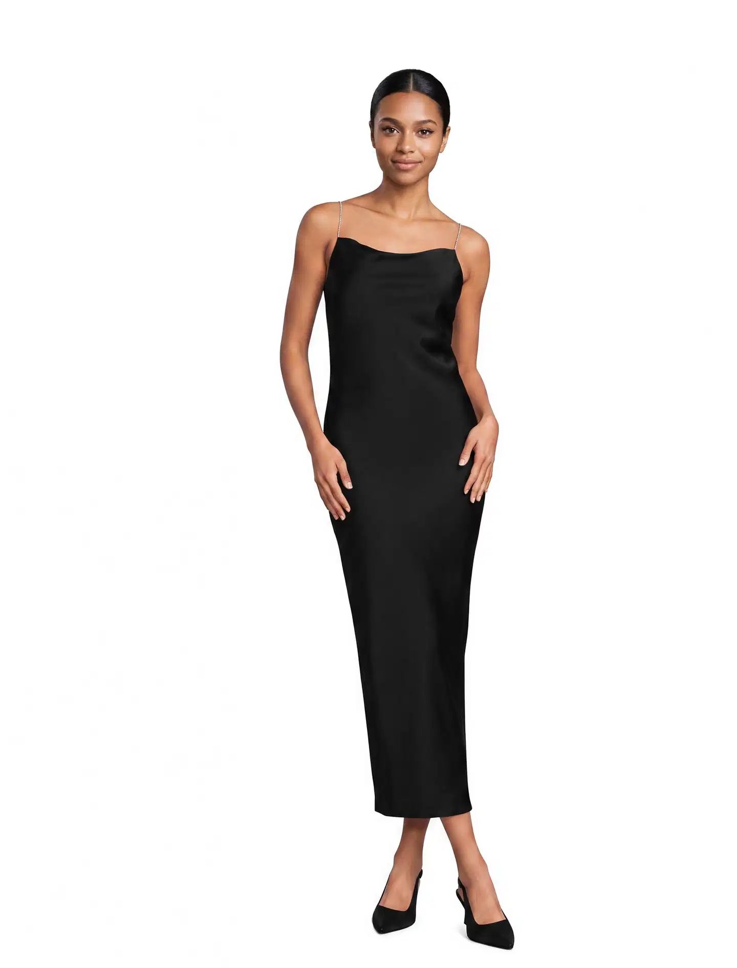 WKLY. naisten pitkä satiinimekko 218W382699 - black - 1