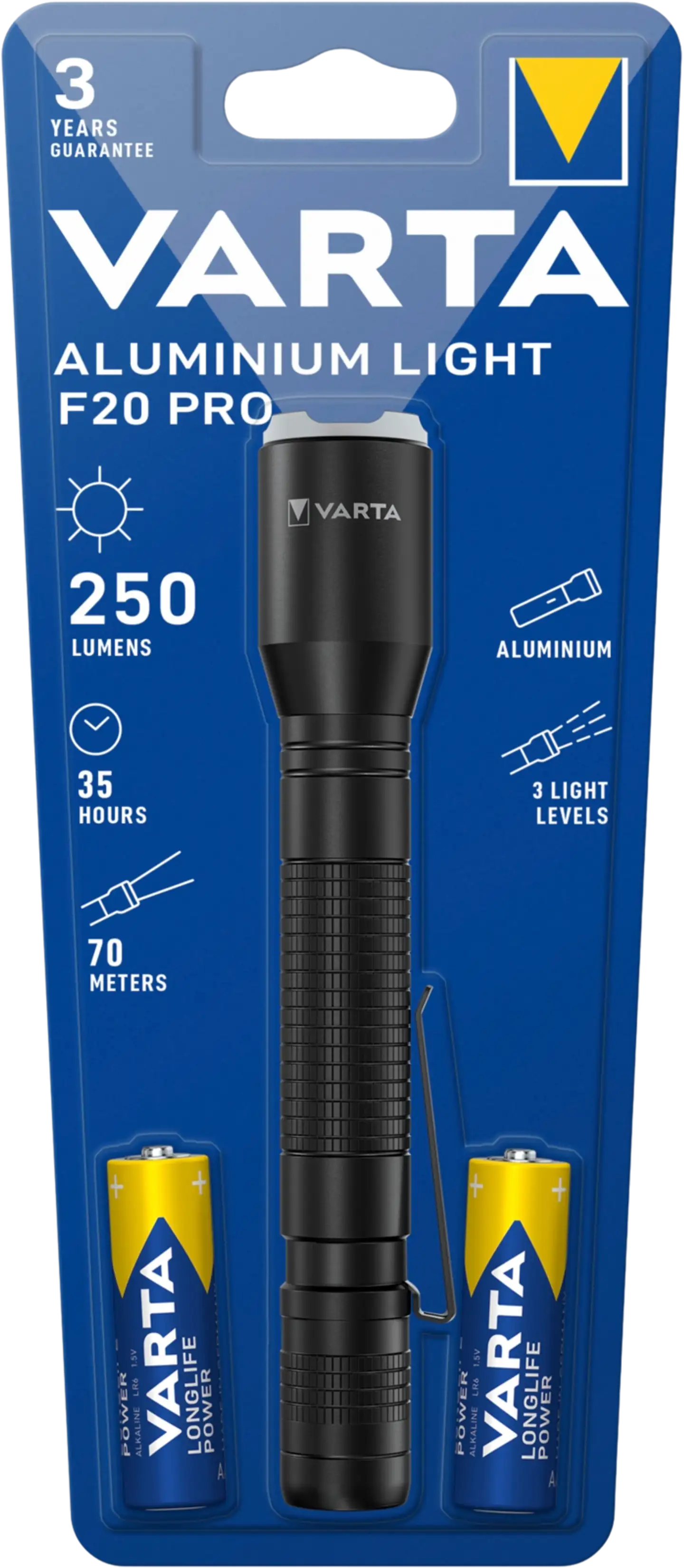 VARTA Aluminium taskulamppu F20 sis.2xAA - 1