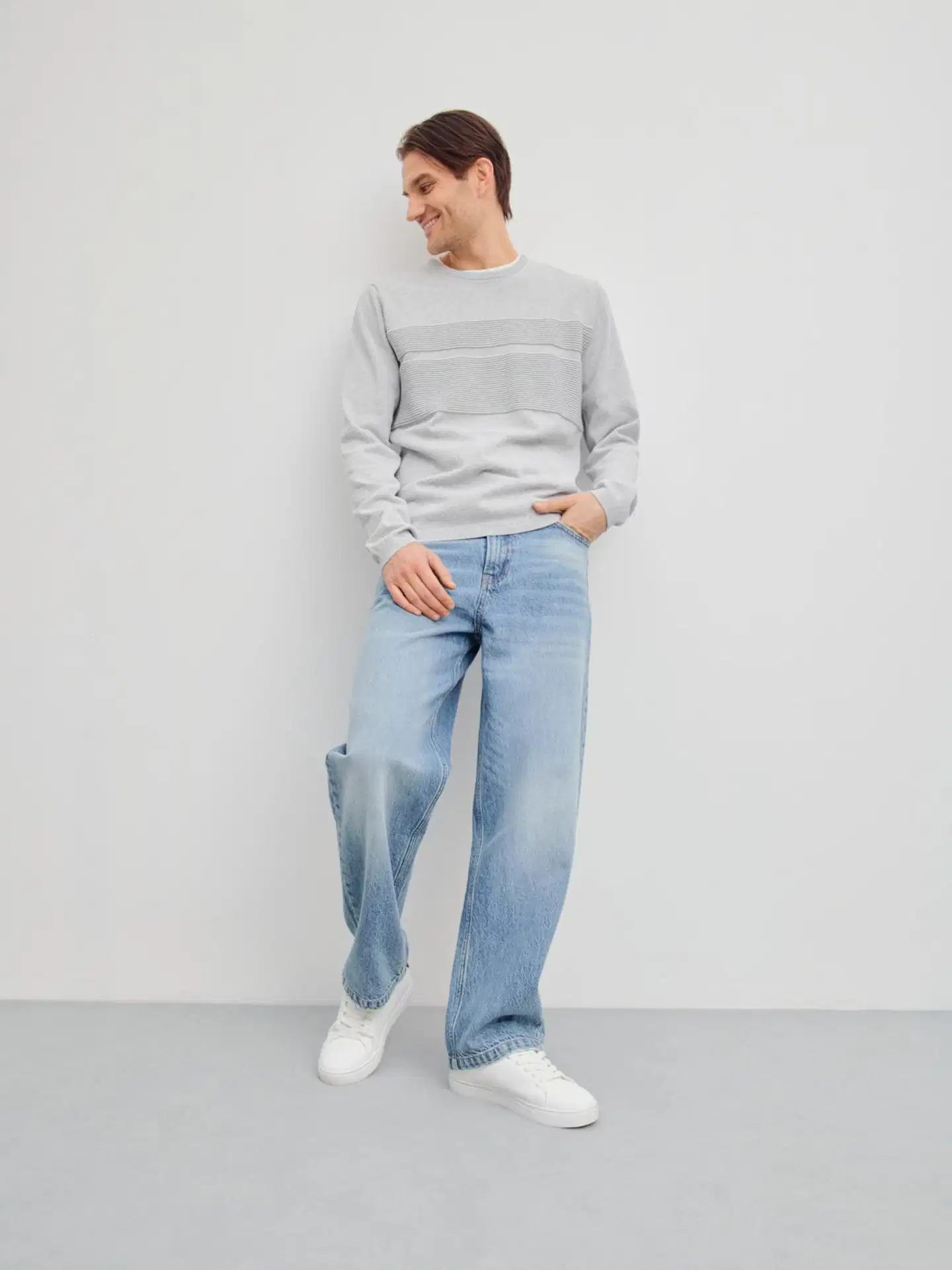 WKLY. miesten neulepusero 195W042612 - Light icy grey - 3