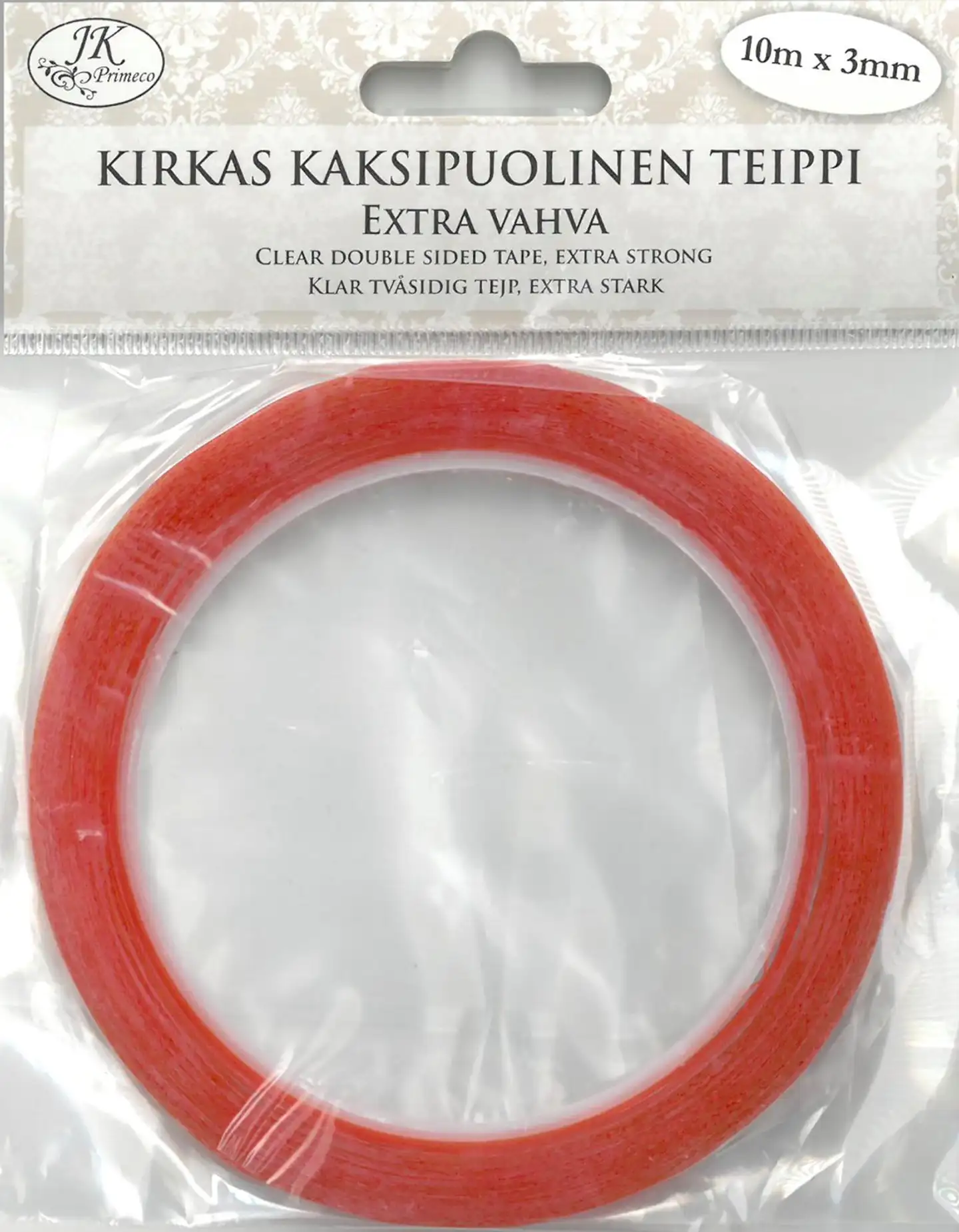 J.K. Primeco 2-puolinen teippi 3mm x 10m extravahva