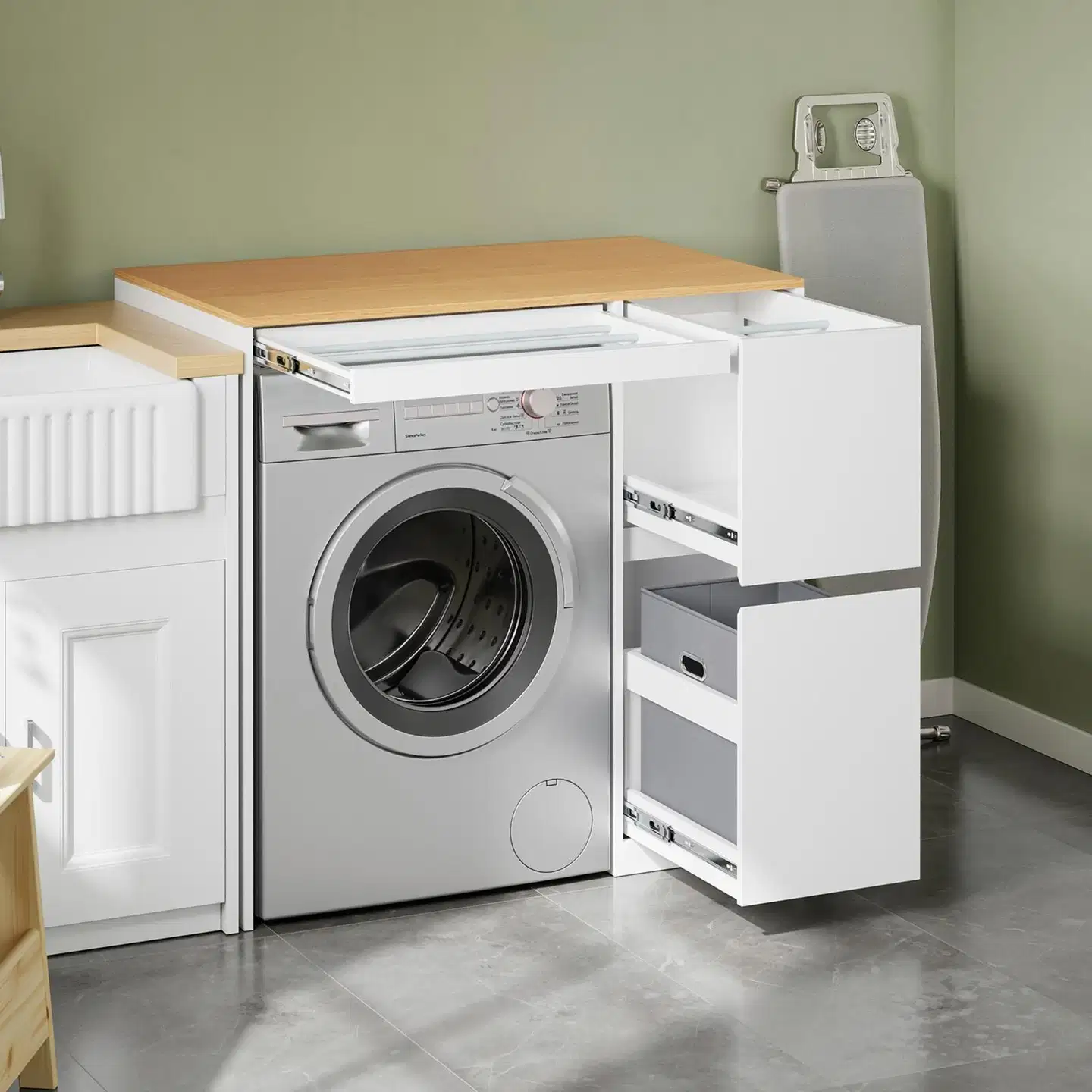 SoBuy pesukonekaappi valkoinen BZR223-WN - 5