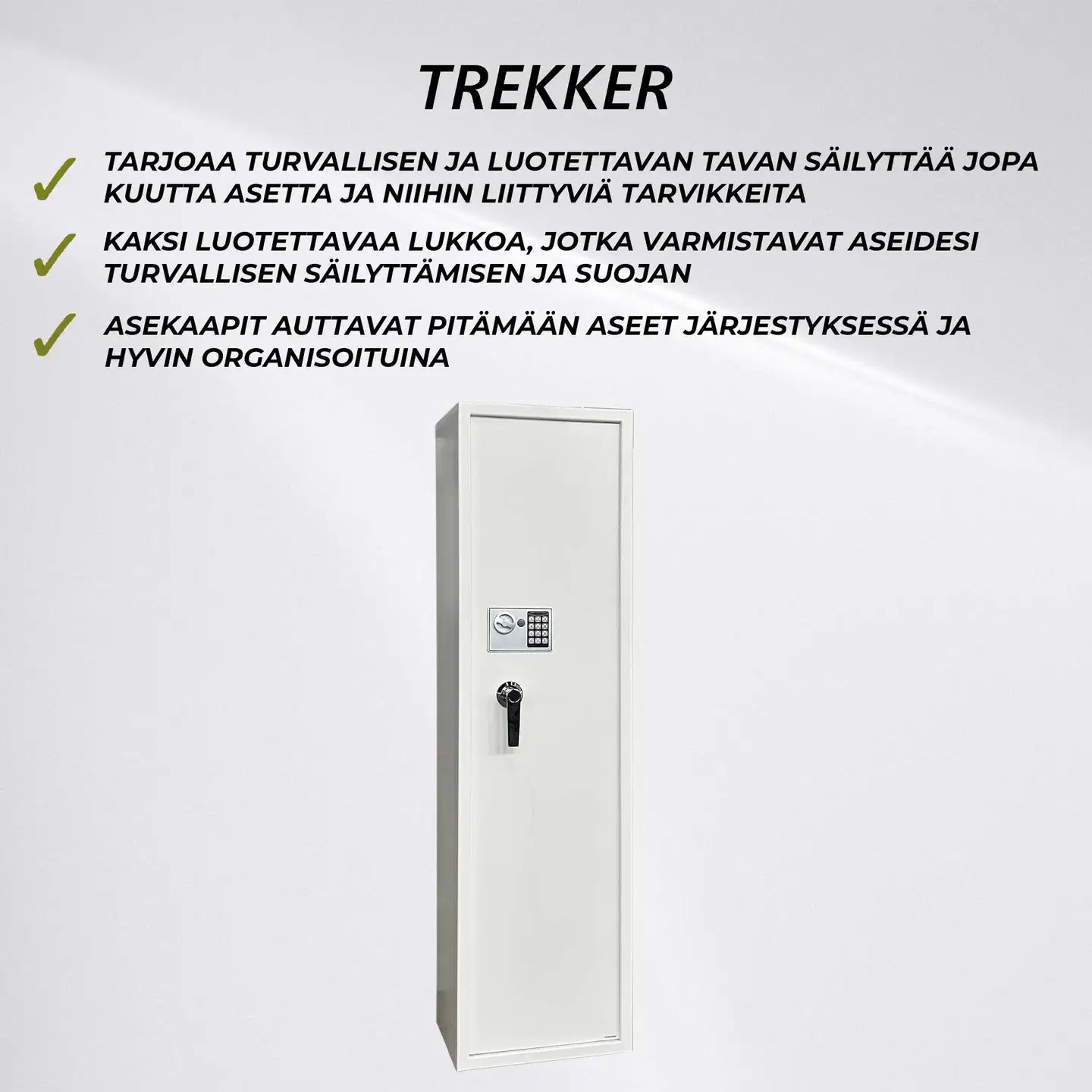 Trekker Asekaappi 6-asetta AS600 v2, digitaalilukolla, Valkoinen - 4