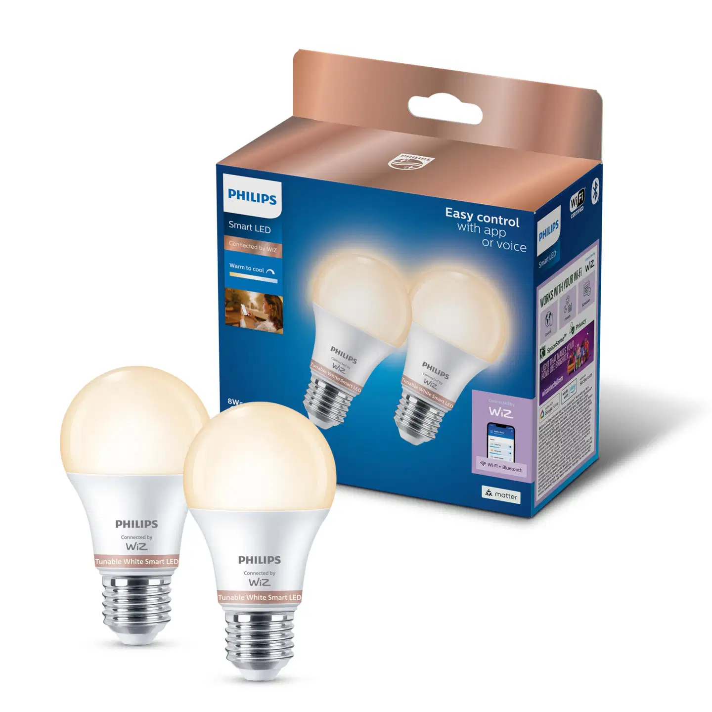 Philips Smart Lighting LED-filamenttilamppu 8W A60 E27 2700-6500K 806lm tunable white 2 kpl - 2