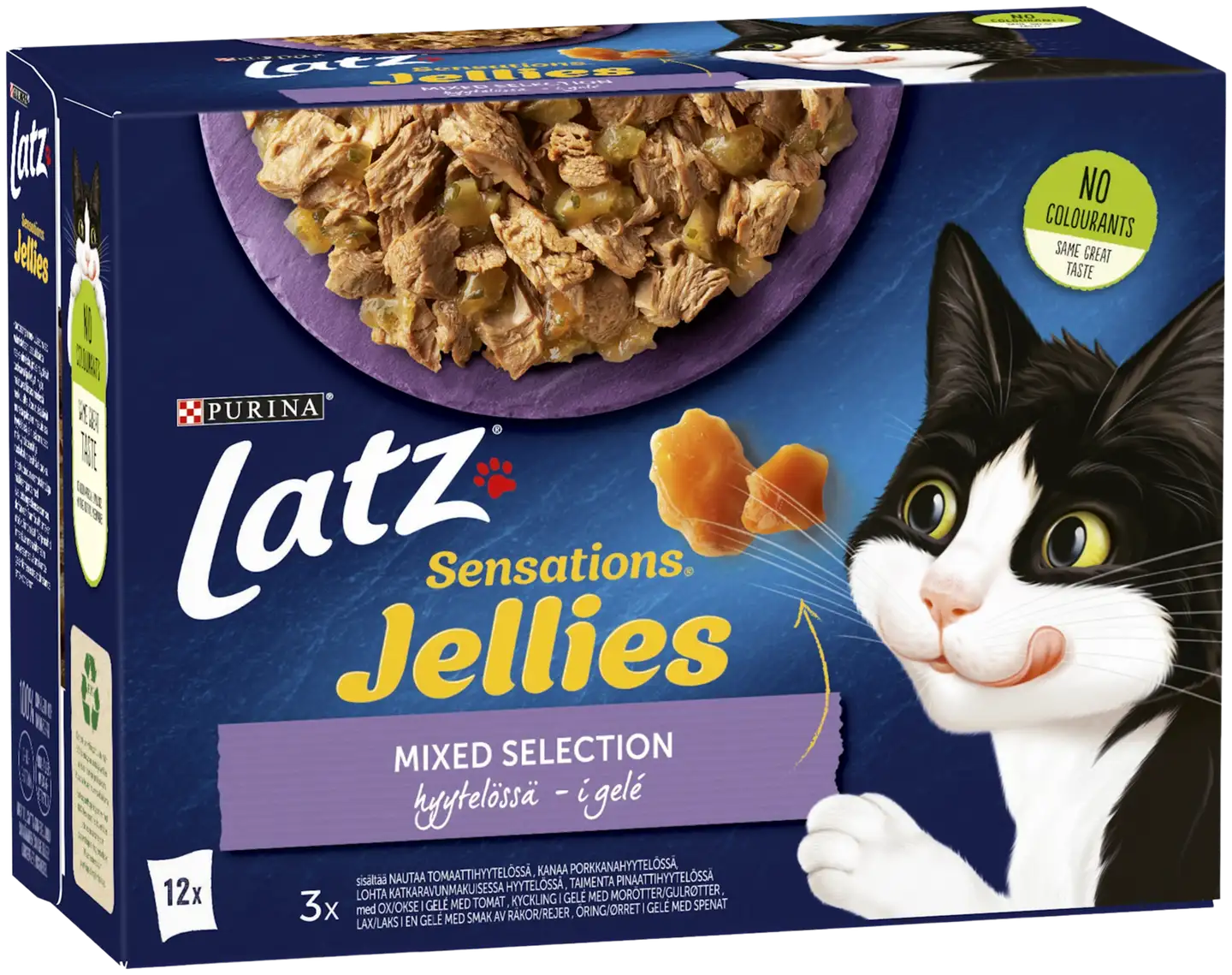 Latz Sensations Jellies 12x85g Mixed lajitelma hyytelössä 4 varianttia kissanruoka