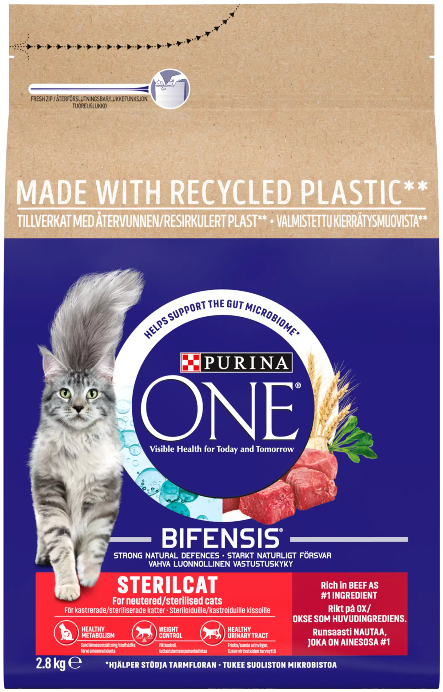 Purina One 2,8kg sterilcat/neutered cat, sisältää runsaasti nautaa kissanruoka