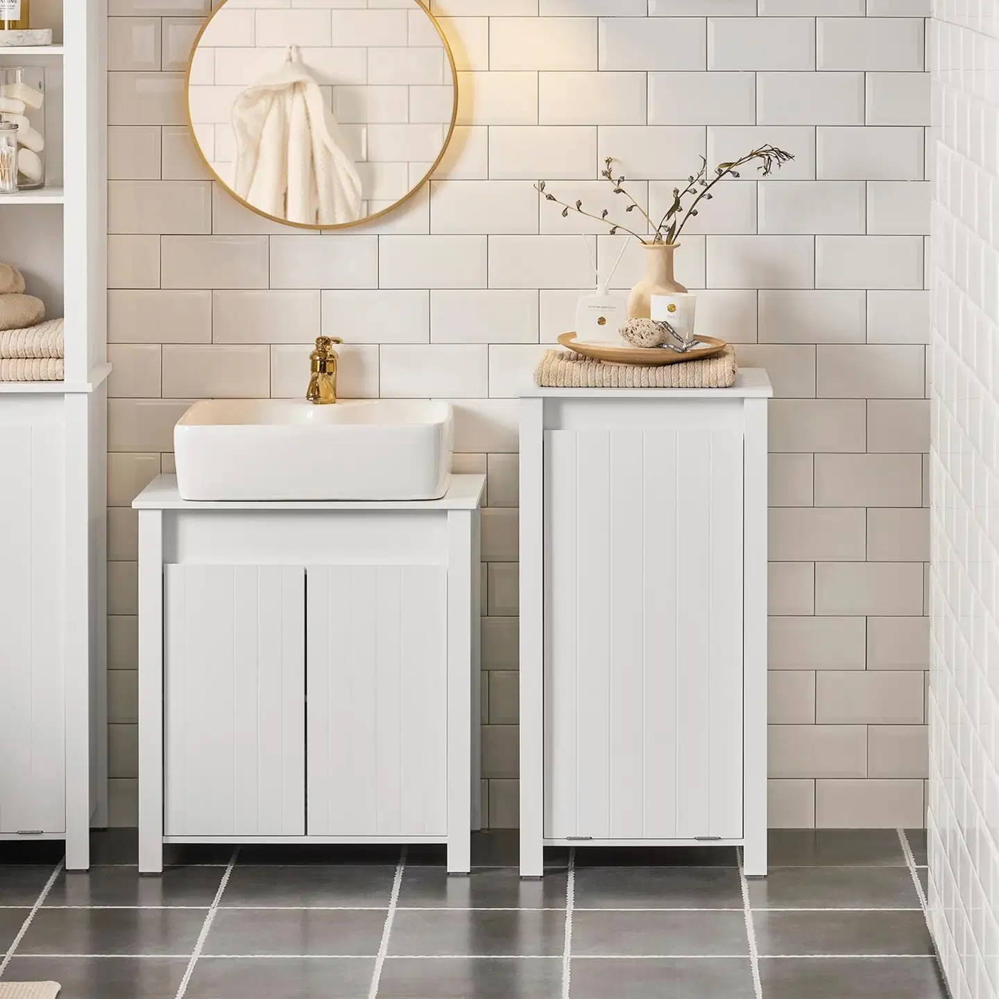 SoBuy pyykkikaappi valkoinen BZR100-W - 2