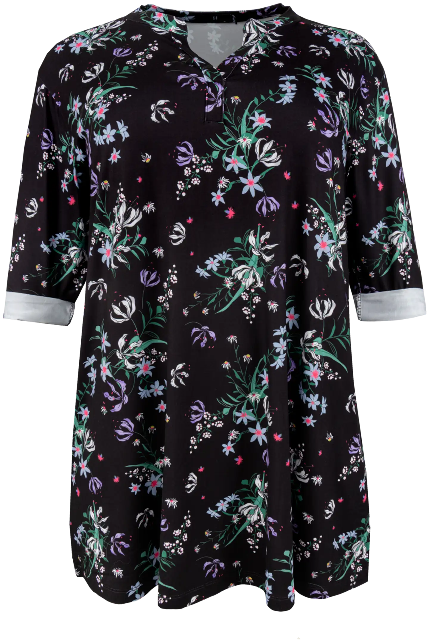 House naisten trikootunika 213HP03100, D-mitoitus - black flower - 1