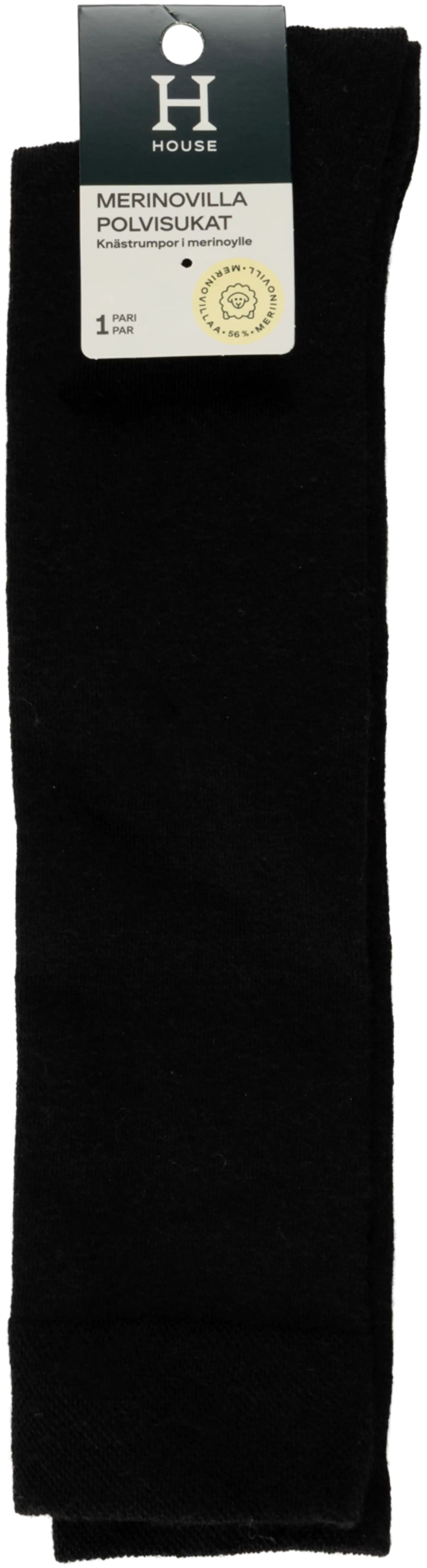 House naisten polvisukat merinovillaa 214H322618 - Black - 1