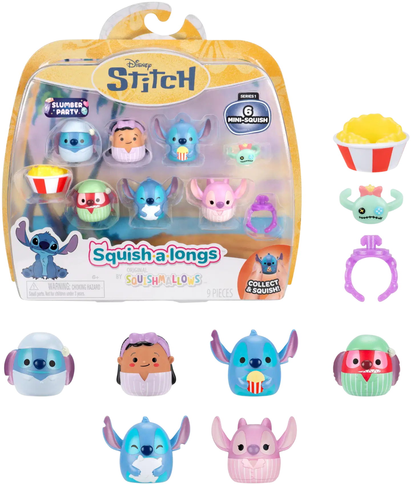 Squish-a-longs 2,5 cm Disney Stitch hahmo 6 kpl - 1