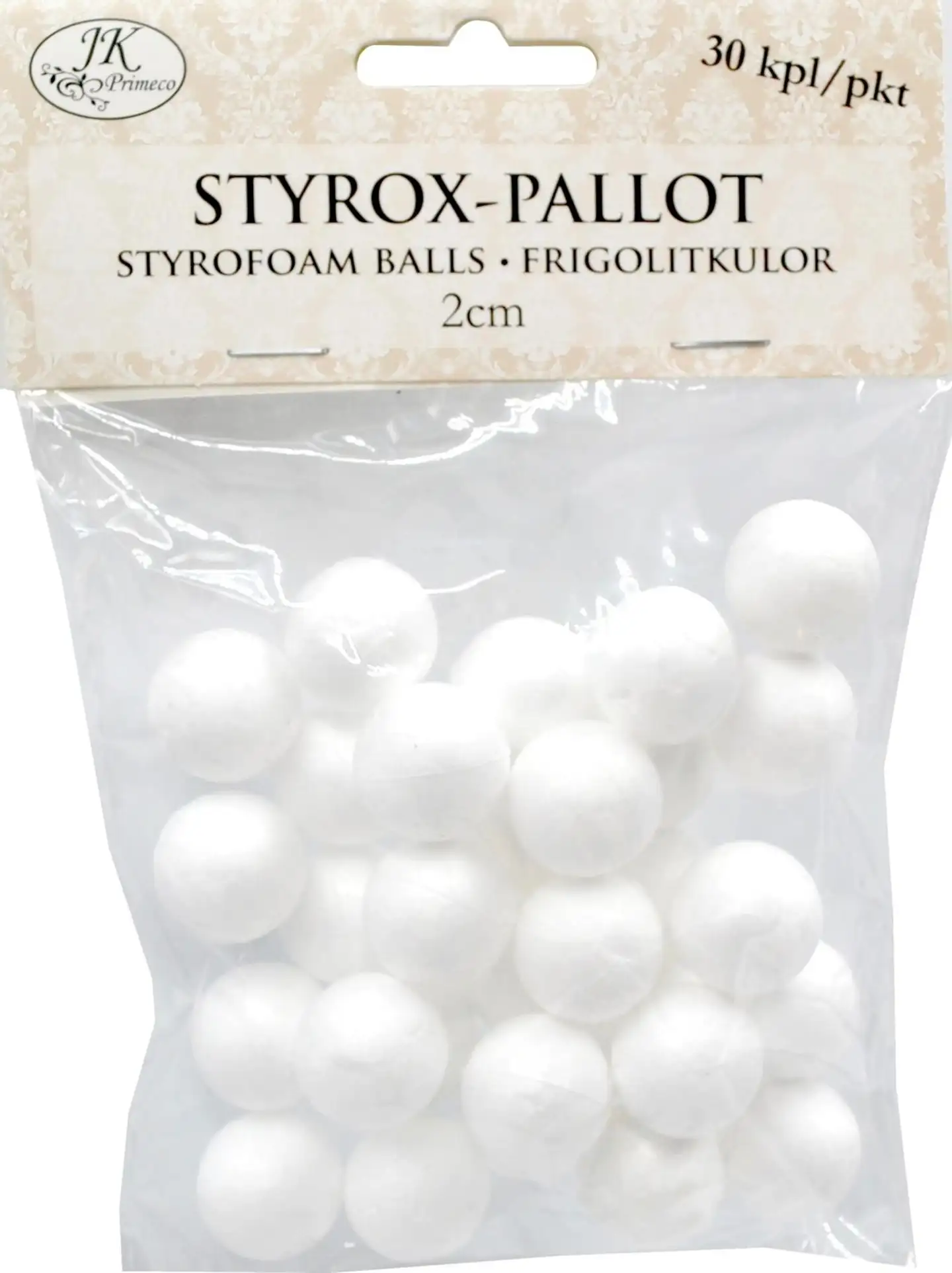 J.K. Primeco styrox-pallo 2cm 30kpl