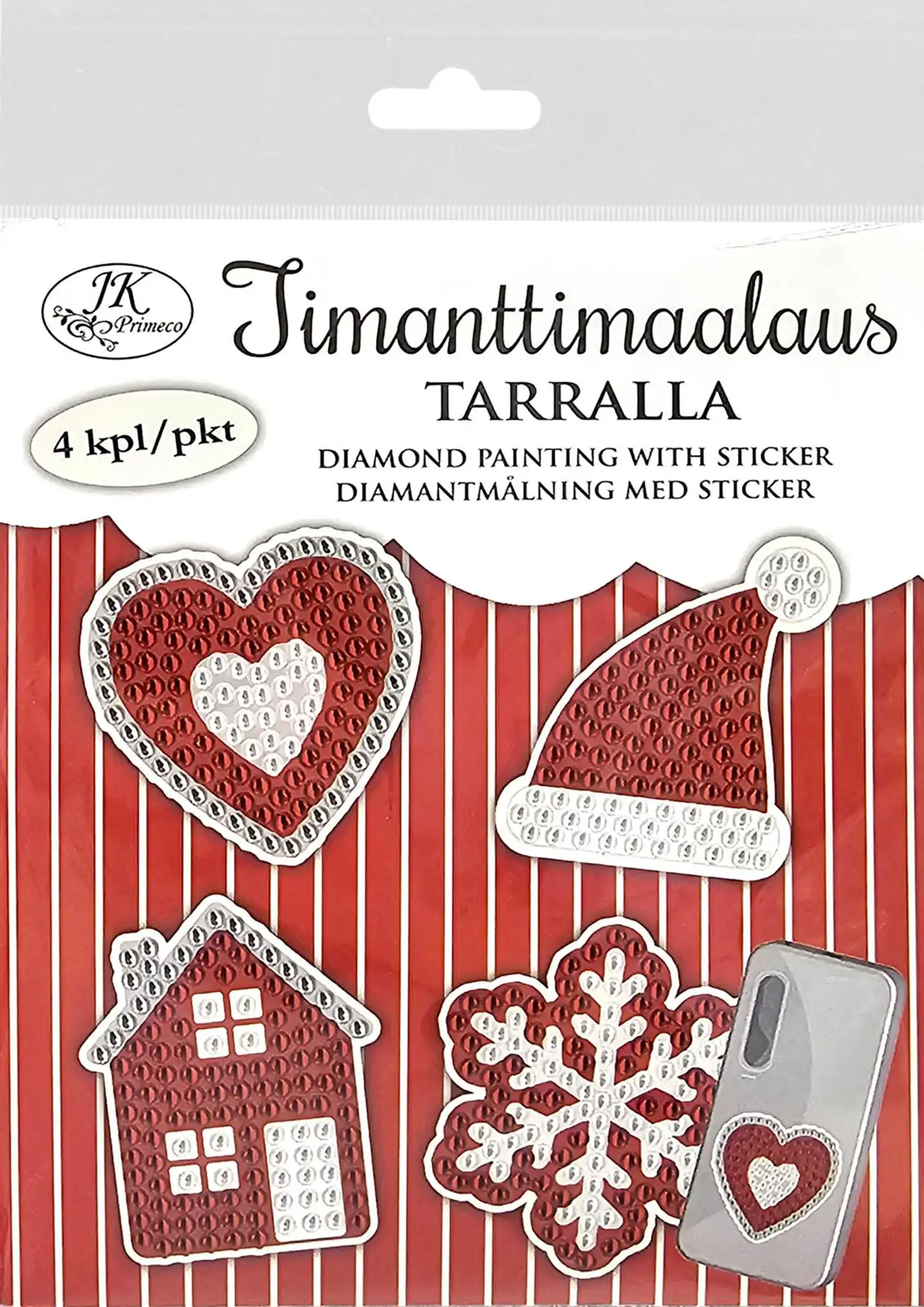 J.K. Primeco timanttimaalaustarra Joulukuvat punainen 4kpl - 1