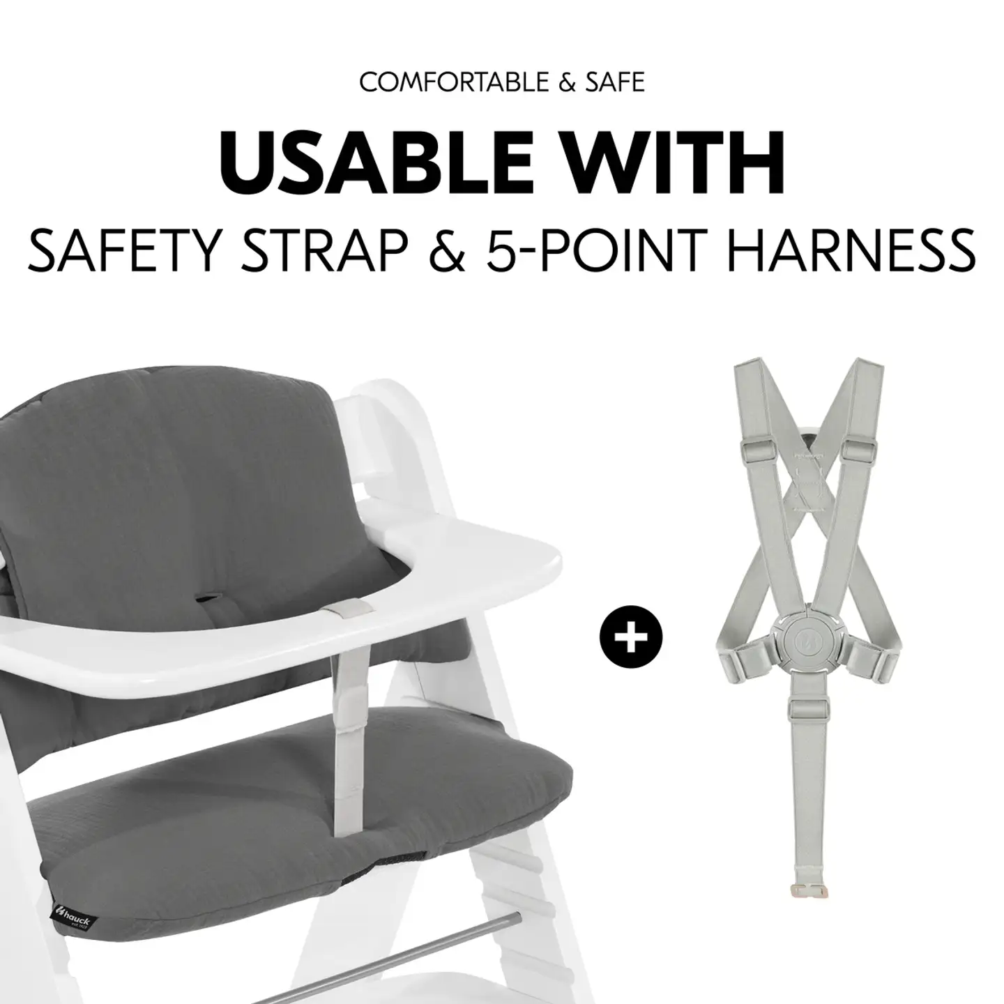 Hauck pehmustesetti syöttötuoliin Highchair Pad tummanharmaa - 15
