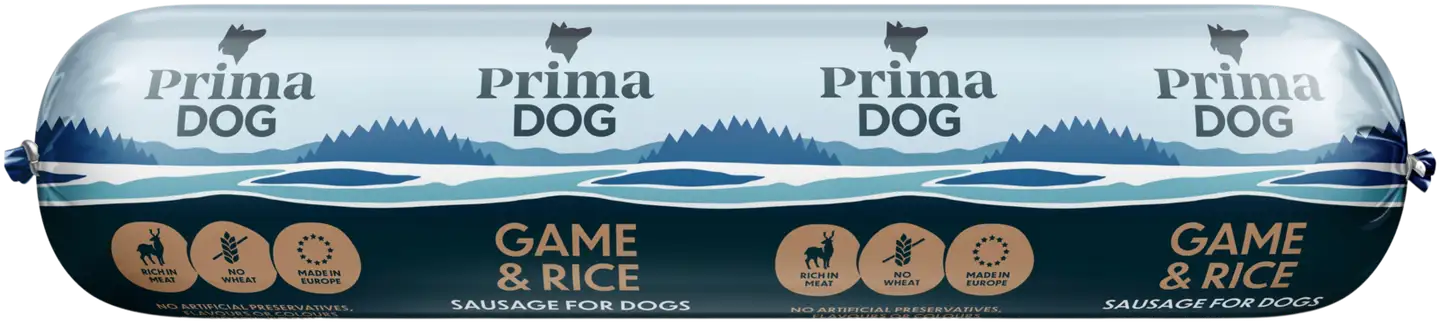 PrimaDog Riista-riisi makkara 800 g