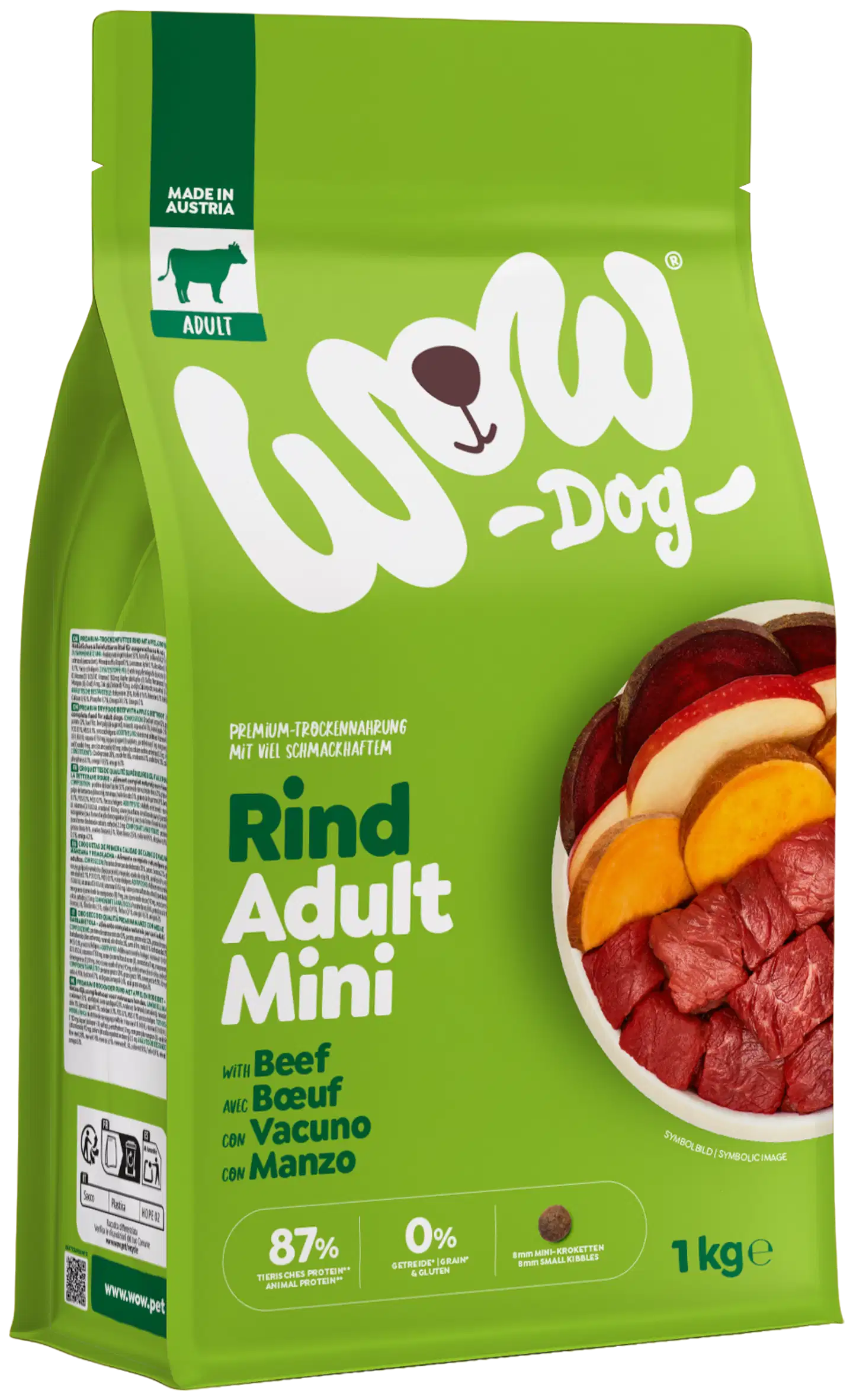WOW DOG Minis ADULT Nauta kuivaruoka 1 kg