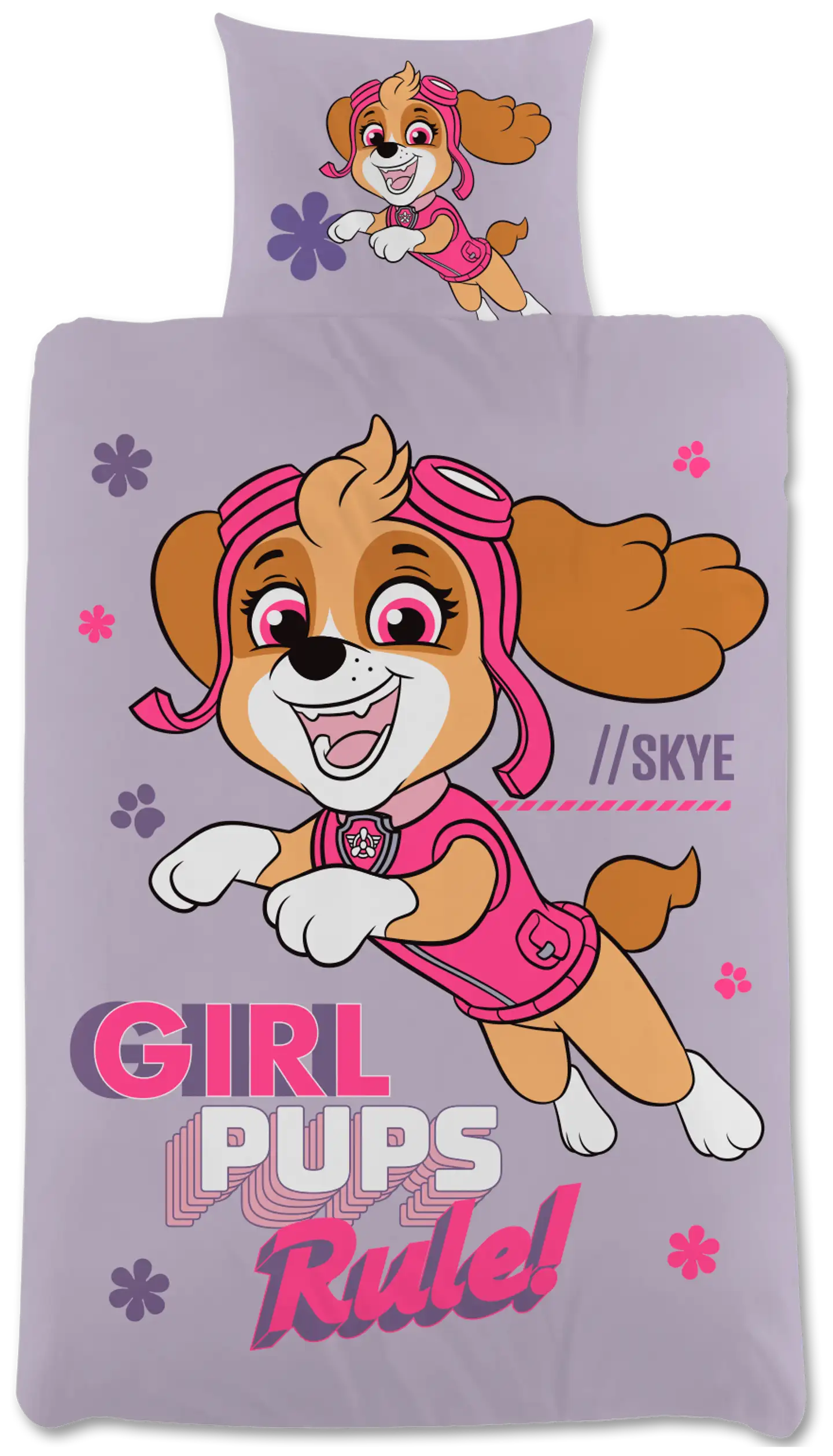 Paw Patrol lasten pussilakanasetti 120x160+40x60 cm lila - 1