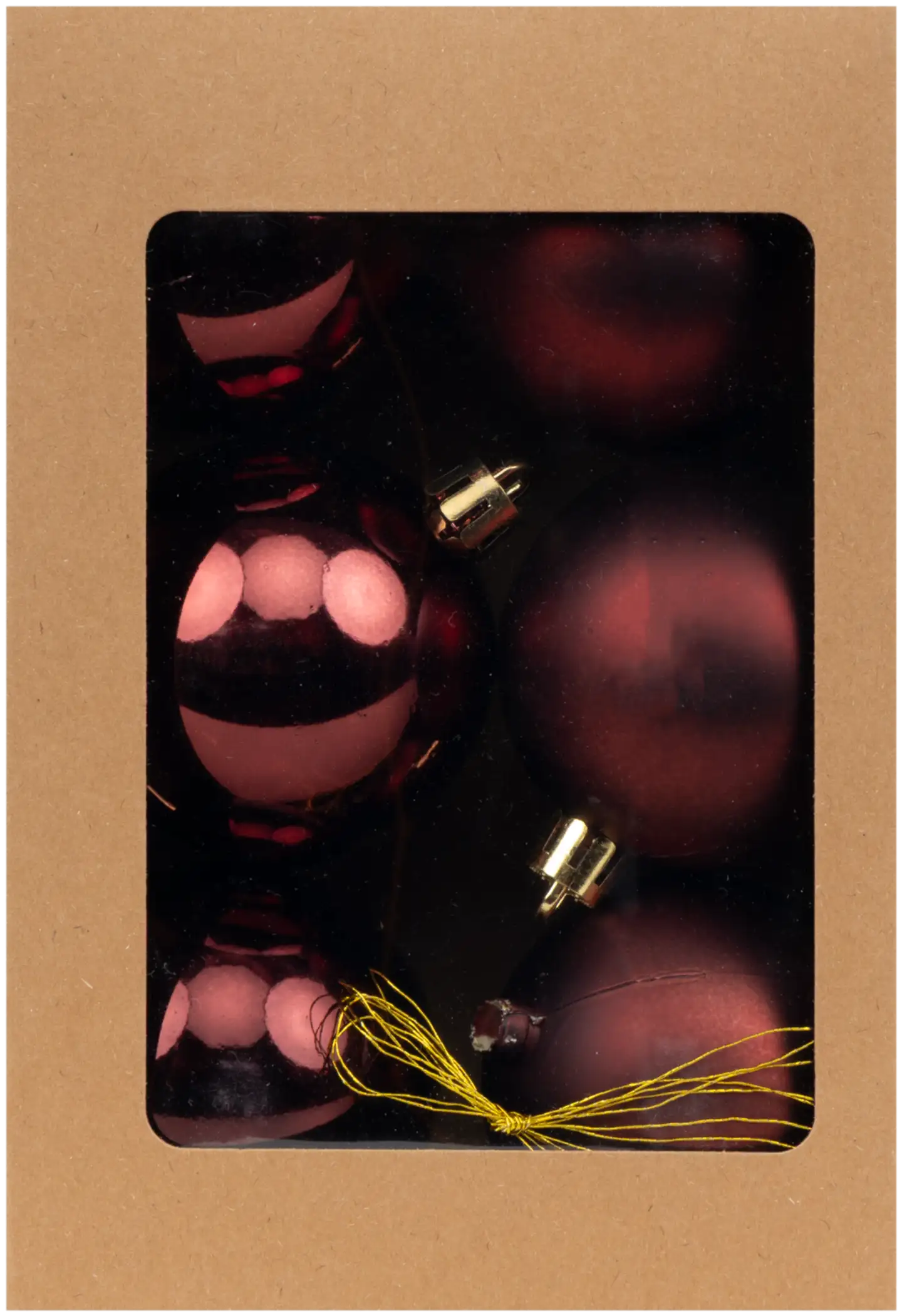 Joulupallo 6 cm 6 kpl burgundi - 2