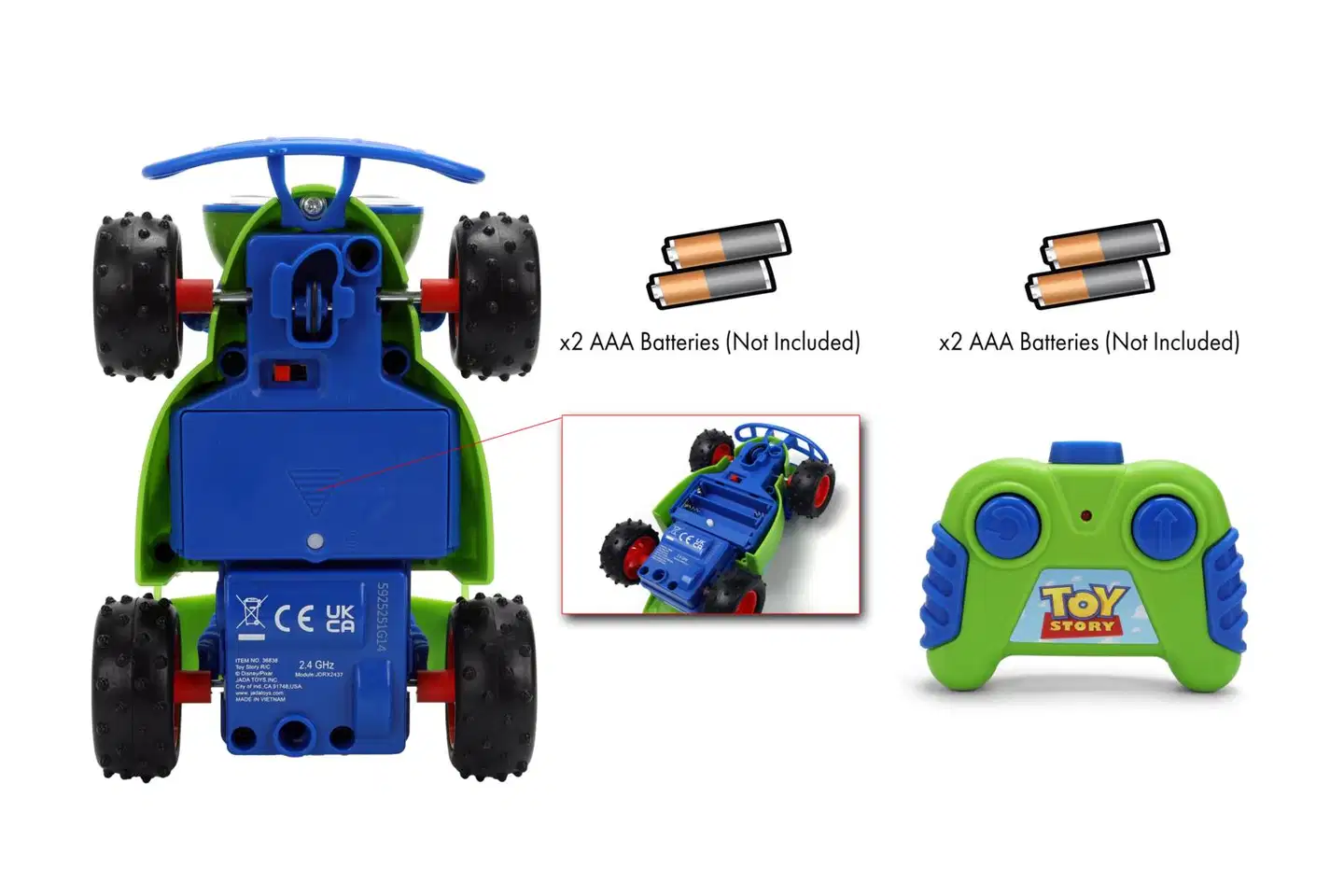 Jada RC Toy Story Turbo Buggy, 14 cm, 1:32, 1-kanavainen, 2,4 GHz - 9